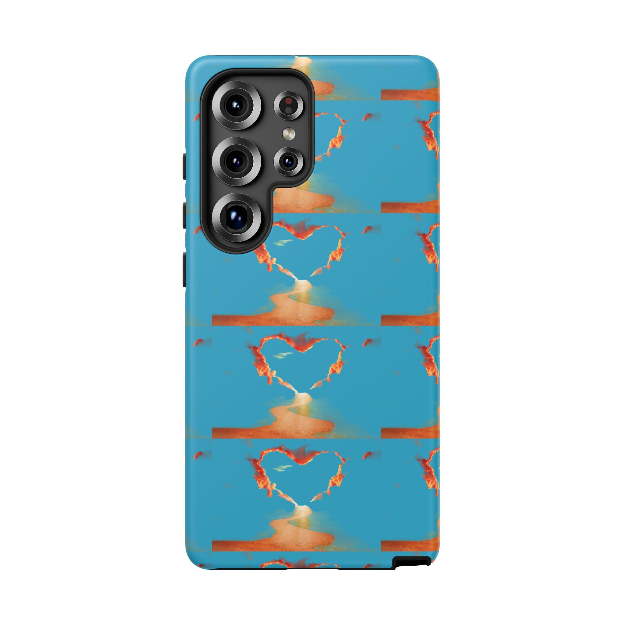 Heart Flame Tough Phone Case — Blue Sunset Protective Cover