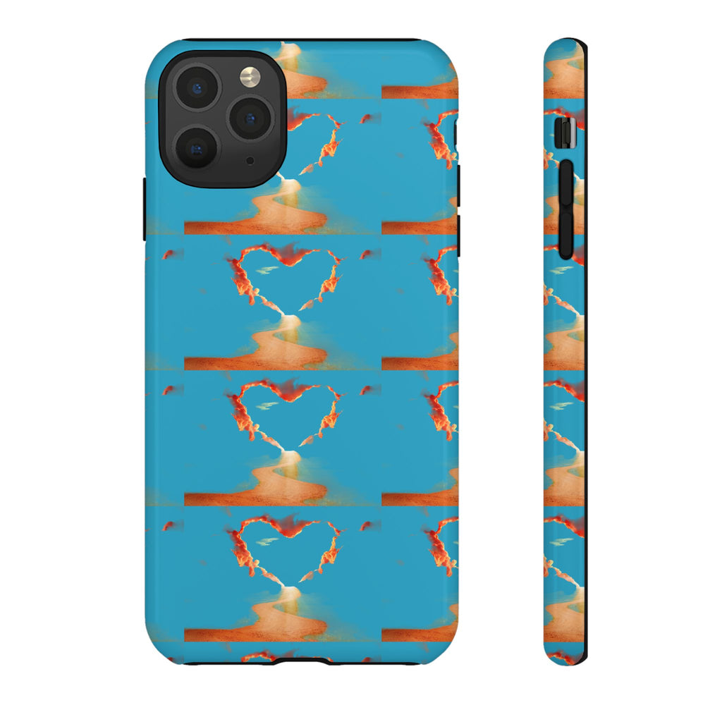 Heart Flame Tough Phone Case — Blue Sunset Protective Cover