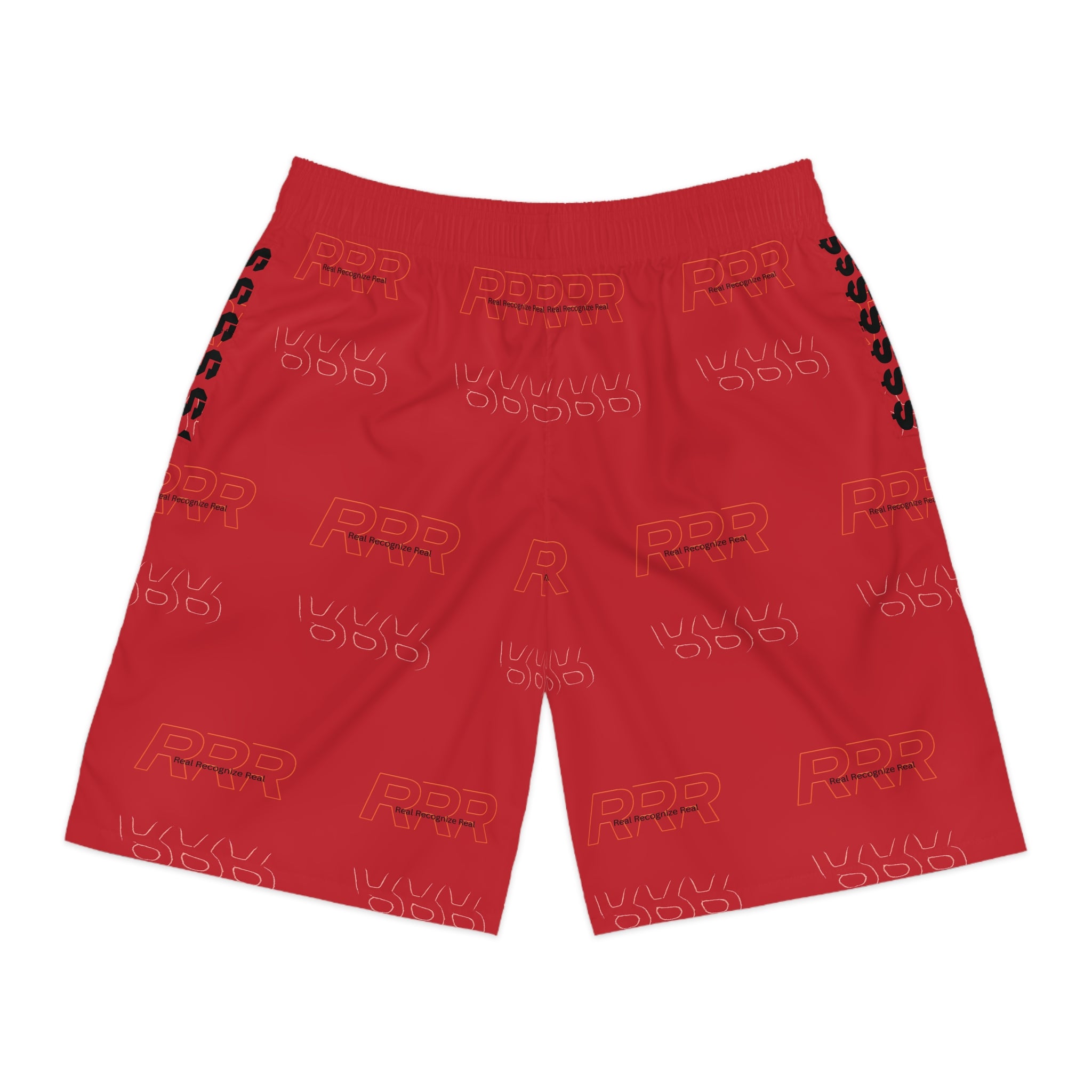 RRR Logo Red Men's Jogger Shorts — All-Over Print Athletic Lounge Shorts
