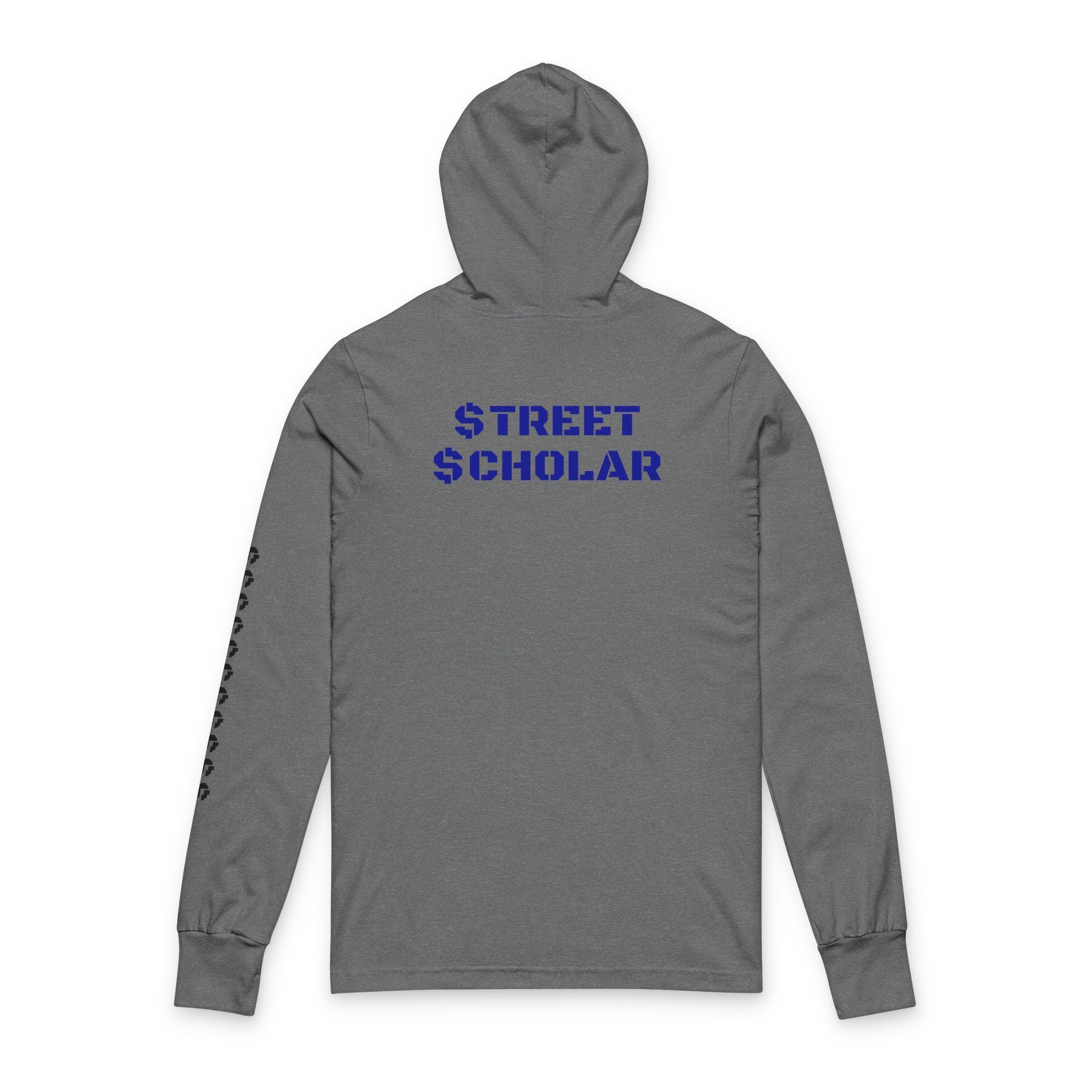 Street Scholar Hooded Long Sleeve Tee — Graphic Logo & Sleeve Print