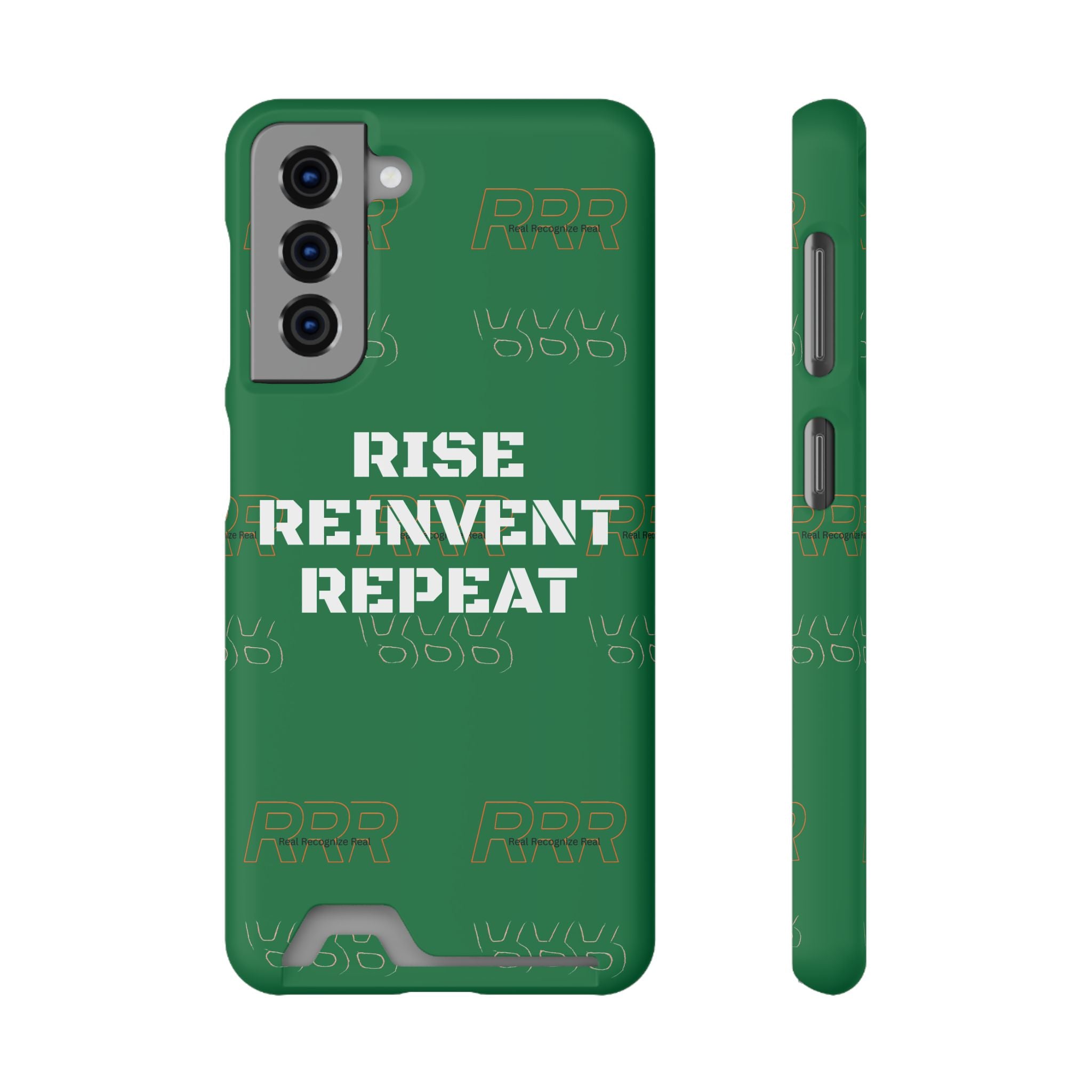 Green 'Rise Reinvent Repeat' Card Holder Phone Case — Motivational Protective Cover