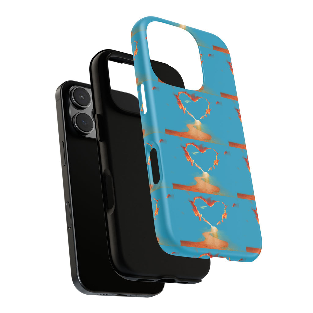 Heart Flame Tough Phone Case — Blue Sunset Protective Cover
