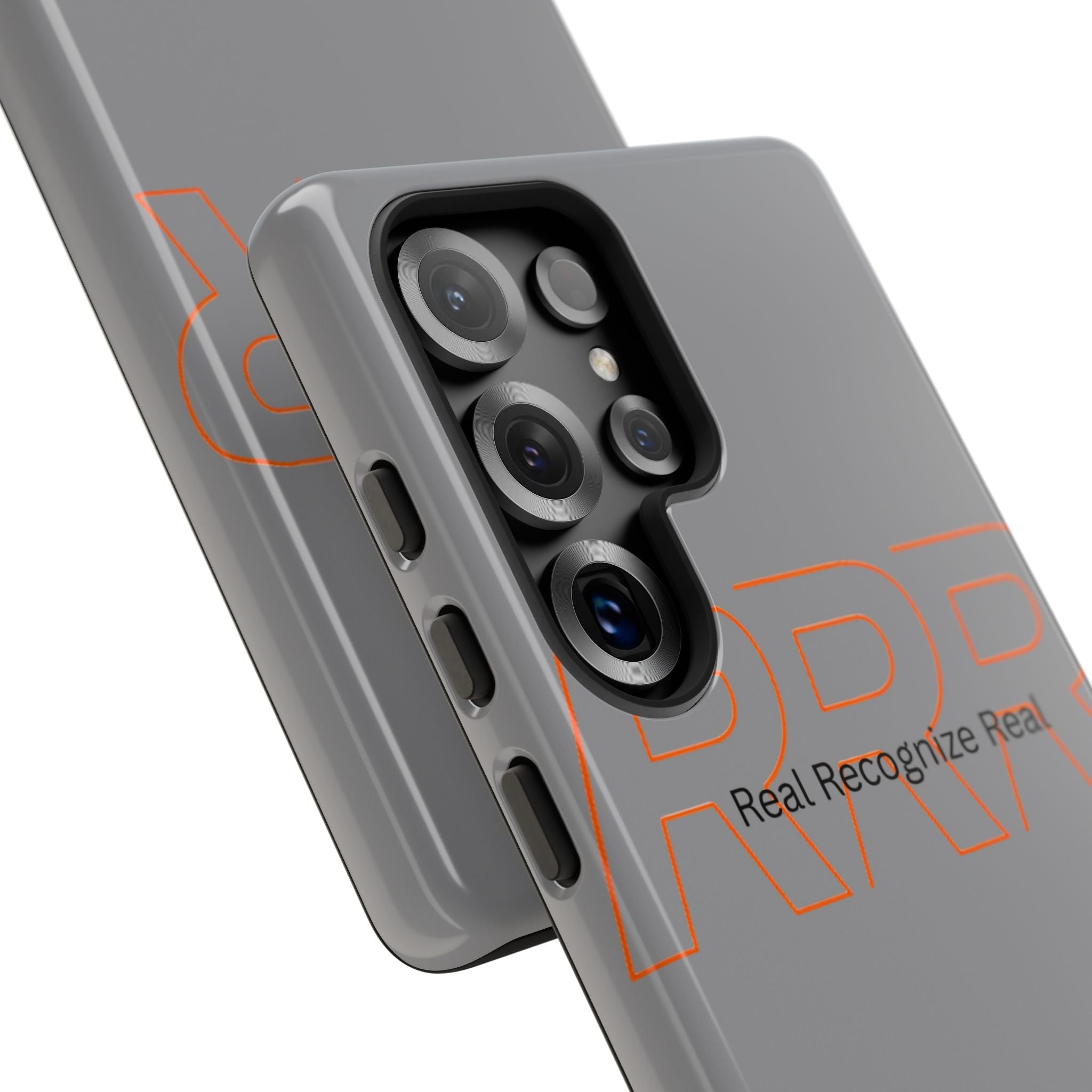 Tough Cases — 'Real Recognize Real' Protective Phone Case (Gray, Retro Outline Design)