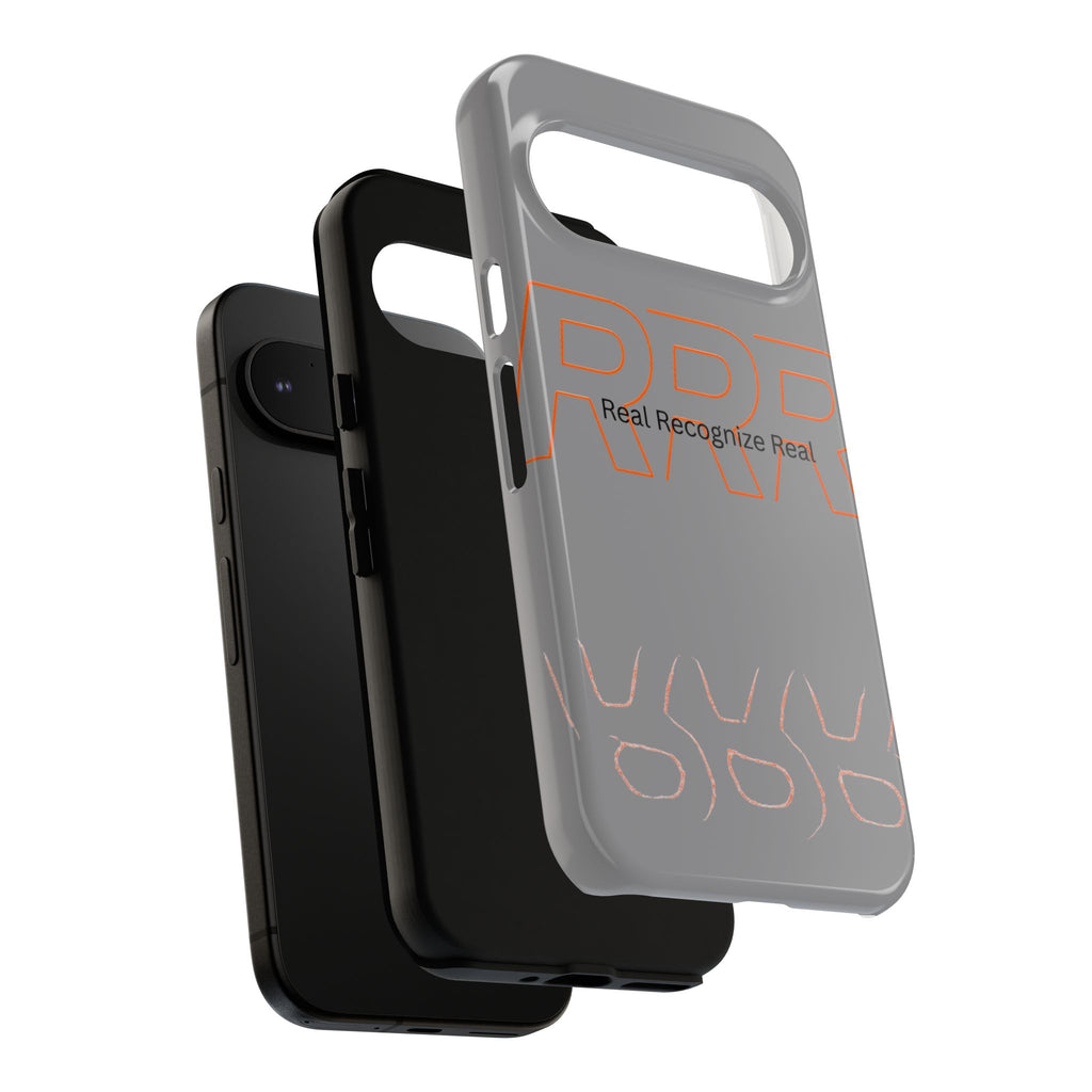 Tough Cases — 'Real Recognize Real' Protective Phone Case (Gray, Retro Outline Design)