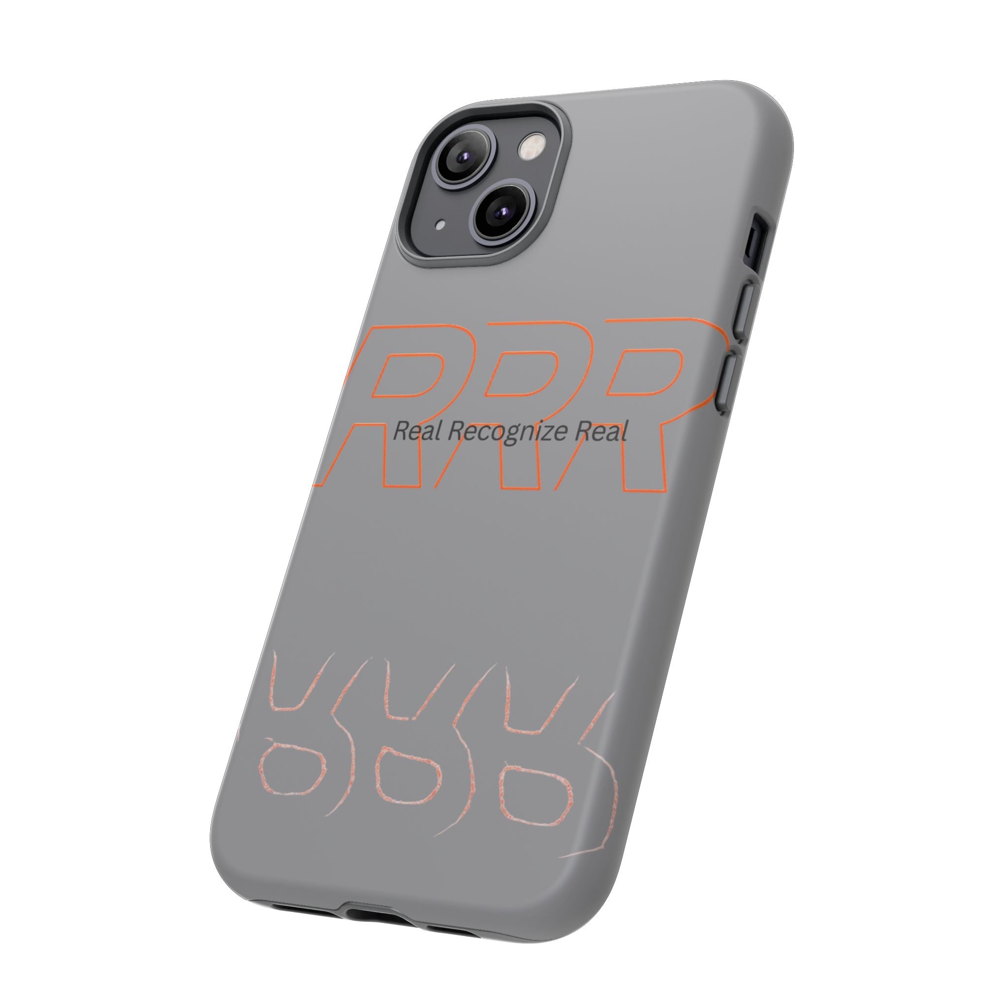 Tough Cases — 'Real Recognize Real' Protective Phone Case (Gray, Retro Outline Design)