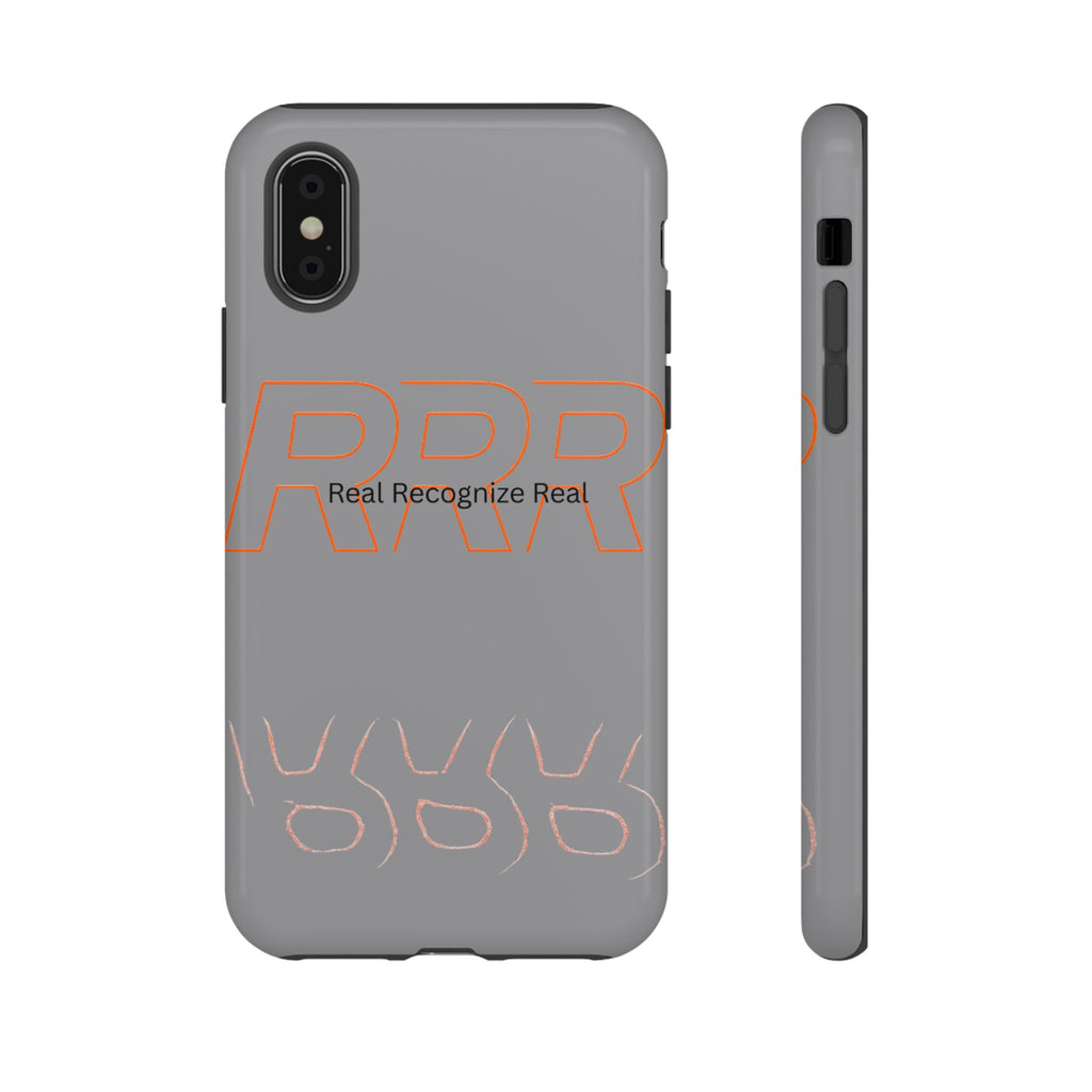 Tough Cases — 'Real Recognize Real' Protective Phone Case (Gray, Retro Outline Design)