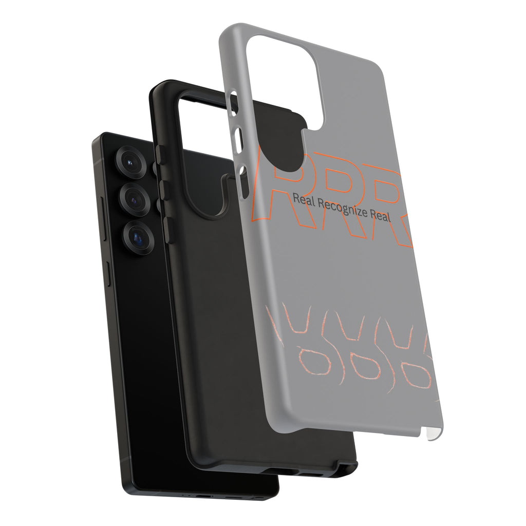 Tough Cases — 'Real Recognize Real' Protective Phone Case (Gray, Retro Outline Design)