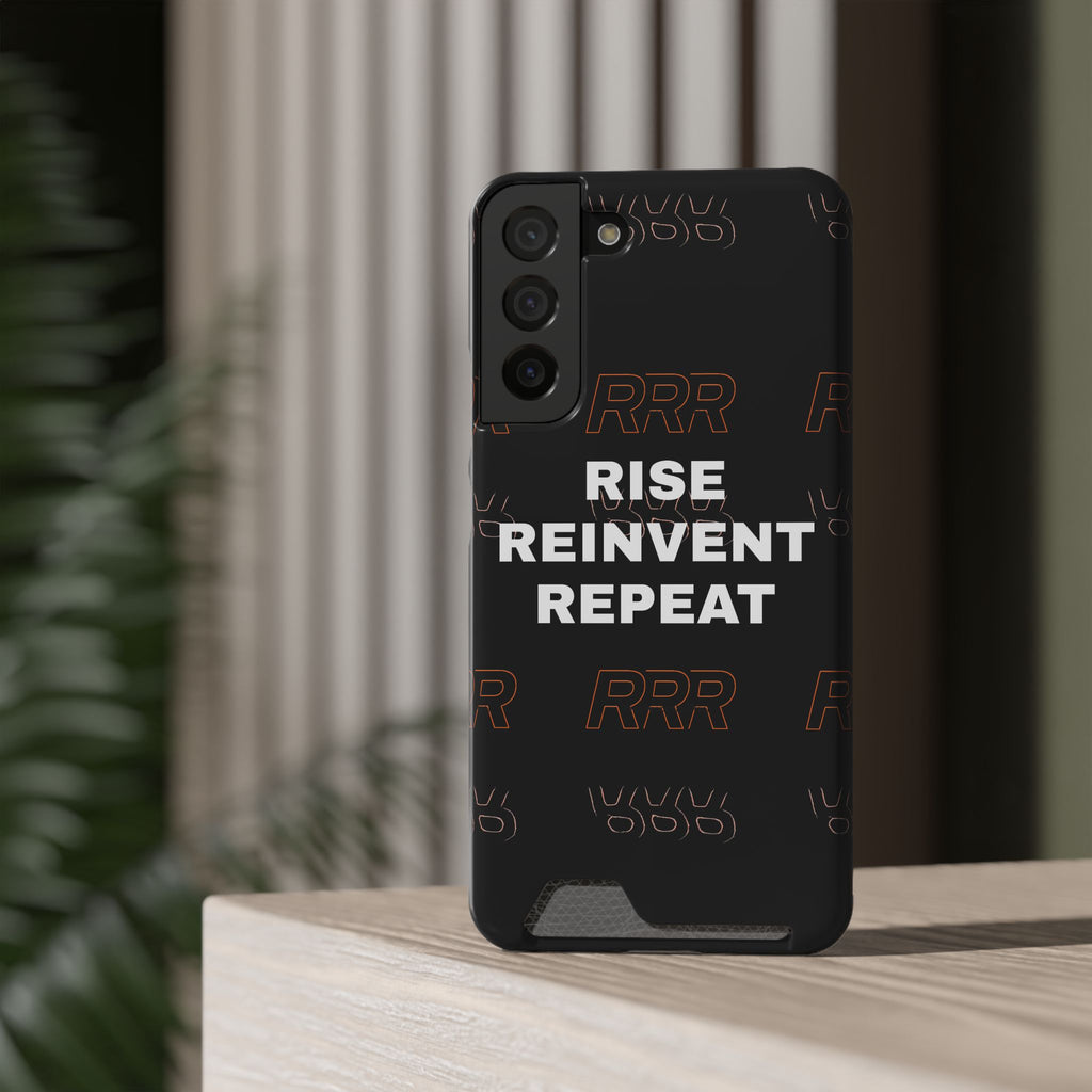 Rise Reinvent Repeat Phone Card Case — Slim Wallet Phone Case with Motivational Design