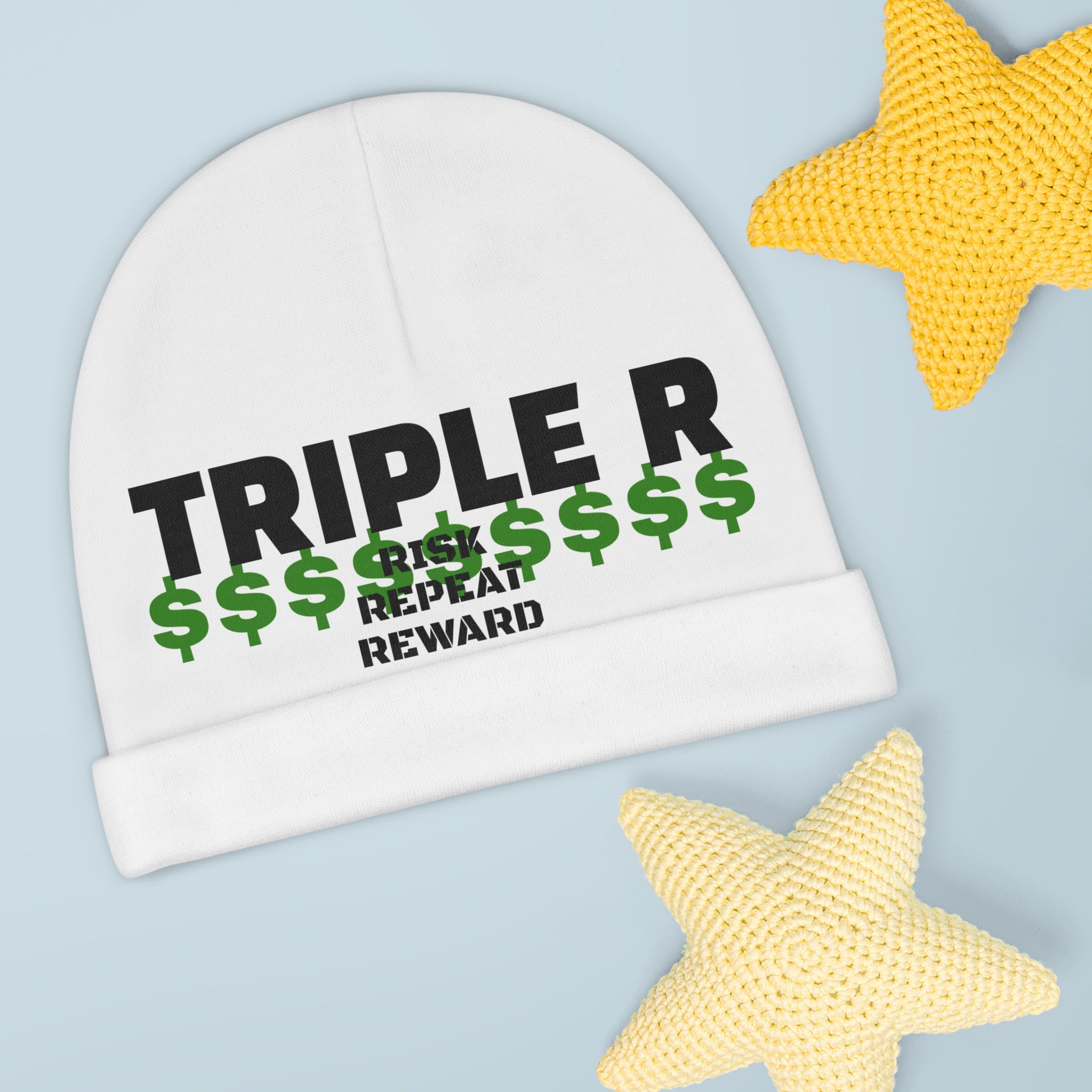 Baby Beanie — "TRIPLE R: Risk Repeat Reward" Money-Themed Infant Hat
