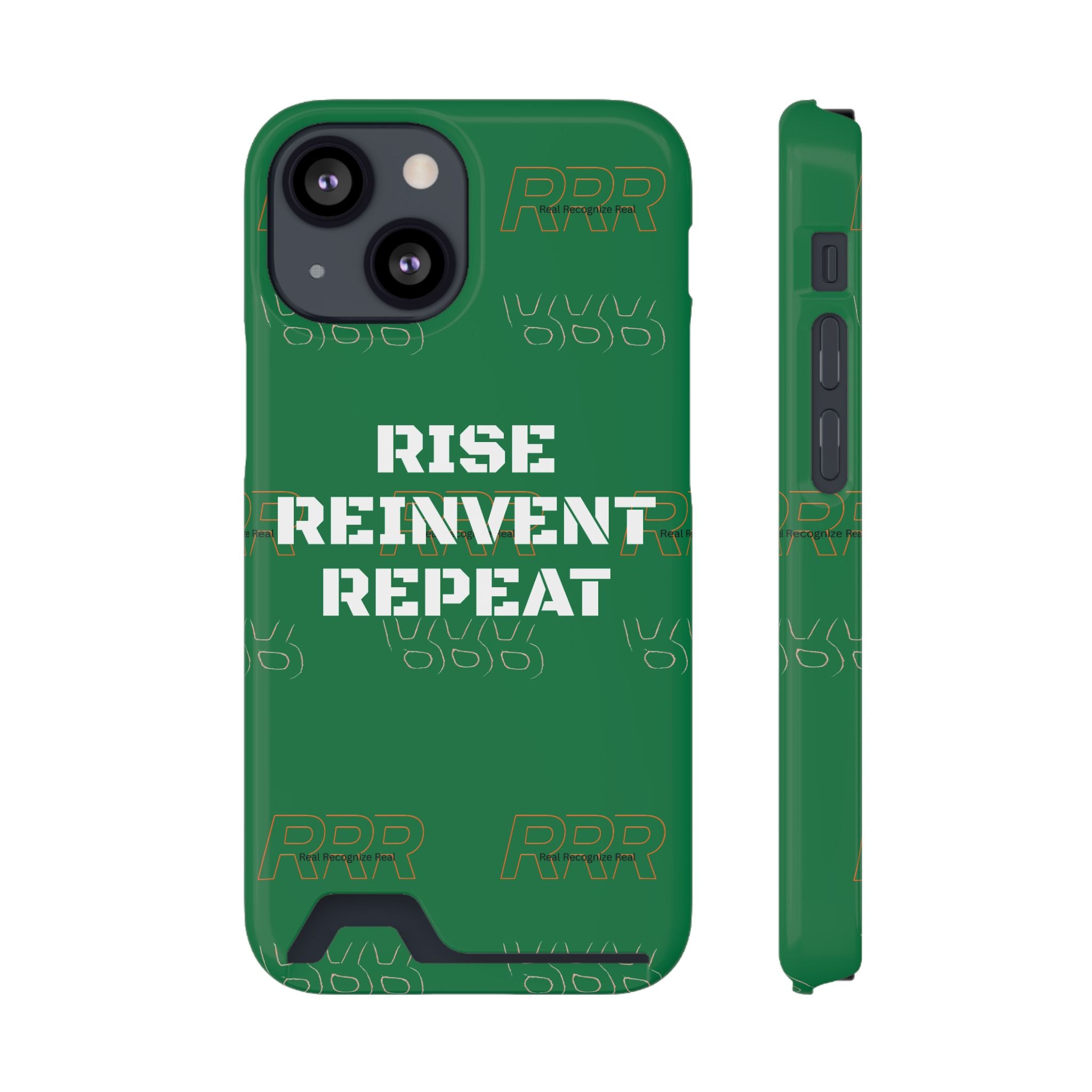Green 'Rise Reinvent Repeat' Card Holder Phone Case — Motivational Protective Cover