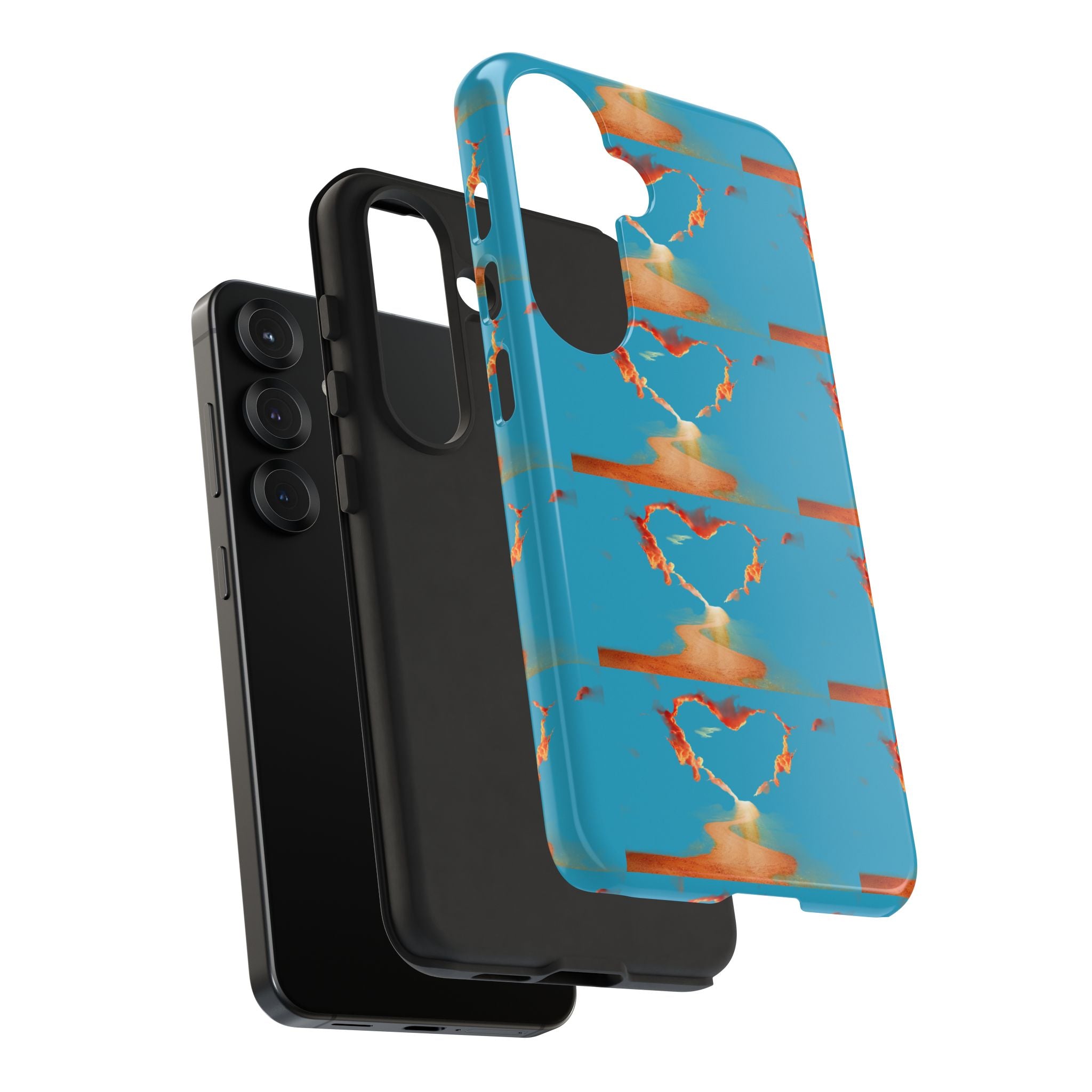 Heart Flame Tough Phone Case — Blue Sunset Protective Cover