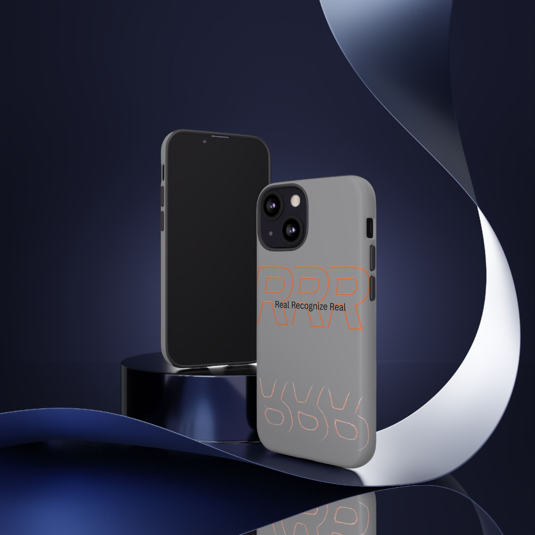 Tough Cases — 'Real Recognize Real' Protective Phone Case (Gray, Retro Outline Design)