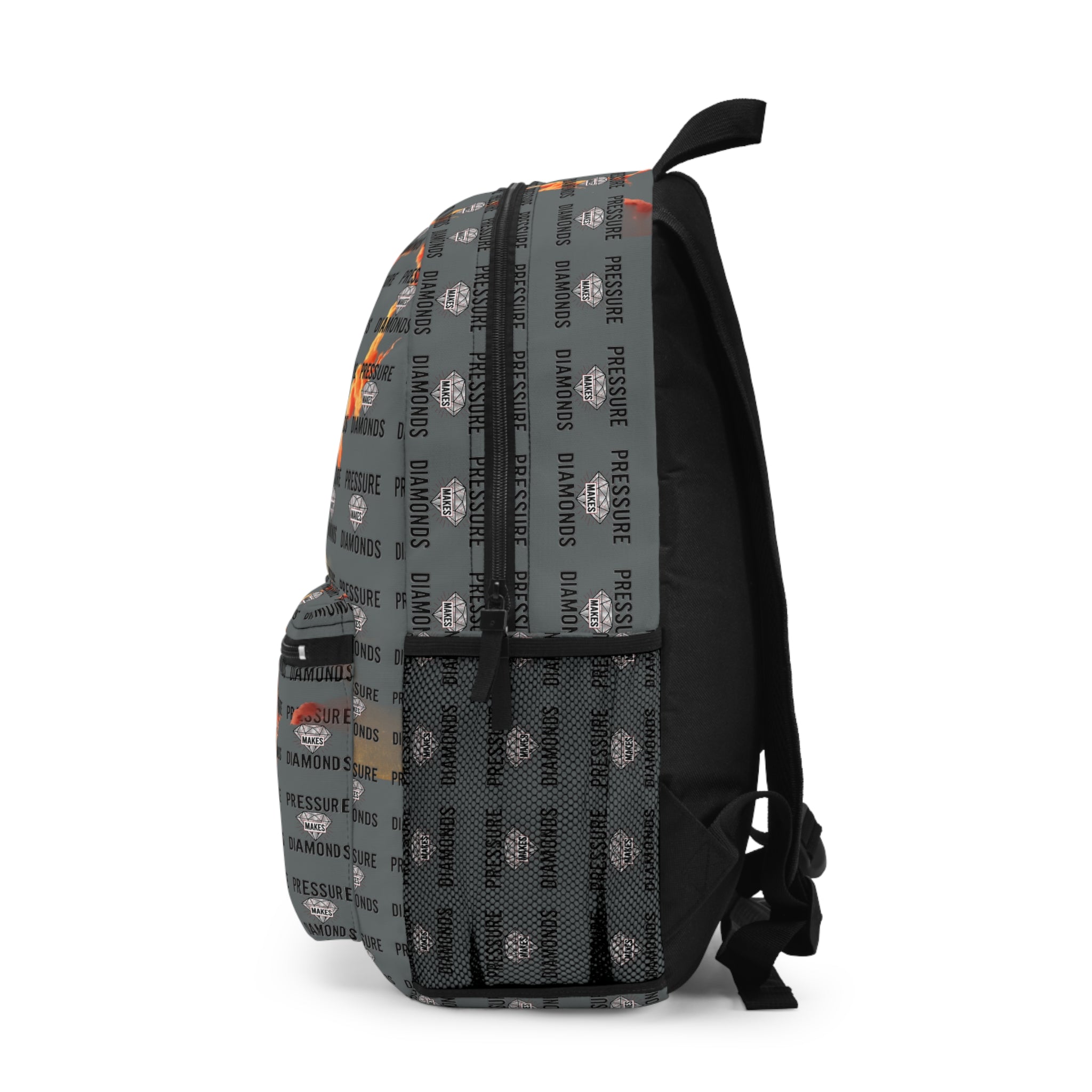 Flaming Skull 'Pressure Diamonds' Graphic Backpack — Urban Streetwear School Bag