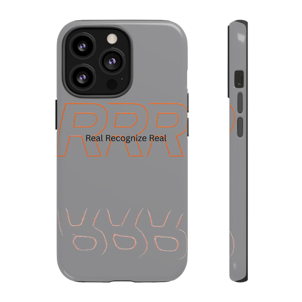 Tough Cases — 'Real Recognize Real' Protective Phone Case (Gray, Retro Outline Design)