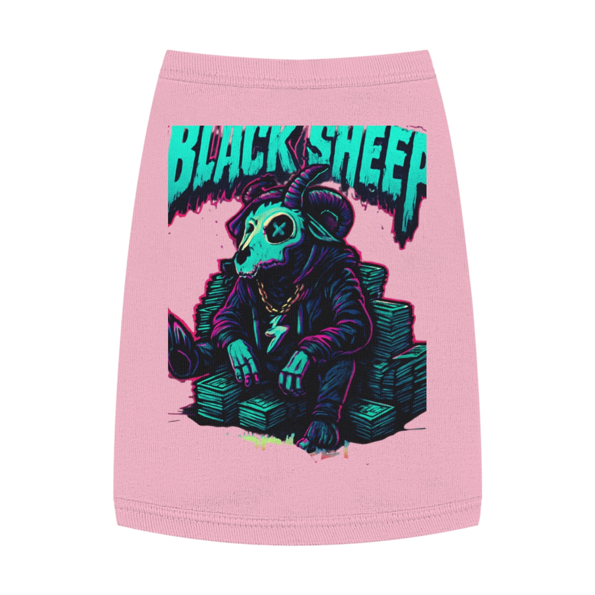 Black Sheep Pet Tank — Neon Gothic Ram Skull Dog Shirt
