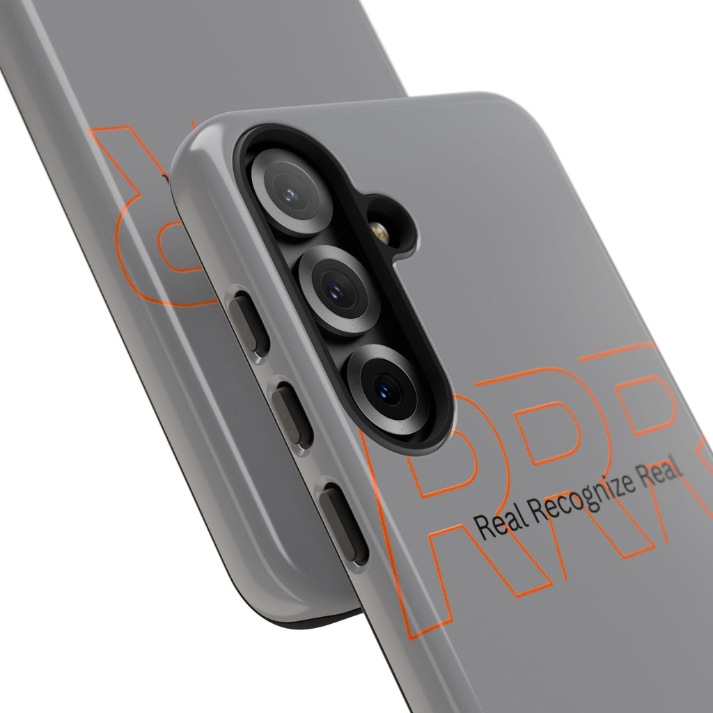 Tough Cases — 'Real Recognize Real' Protective Phone Case (Gray, Retro Outline Design)