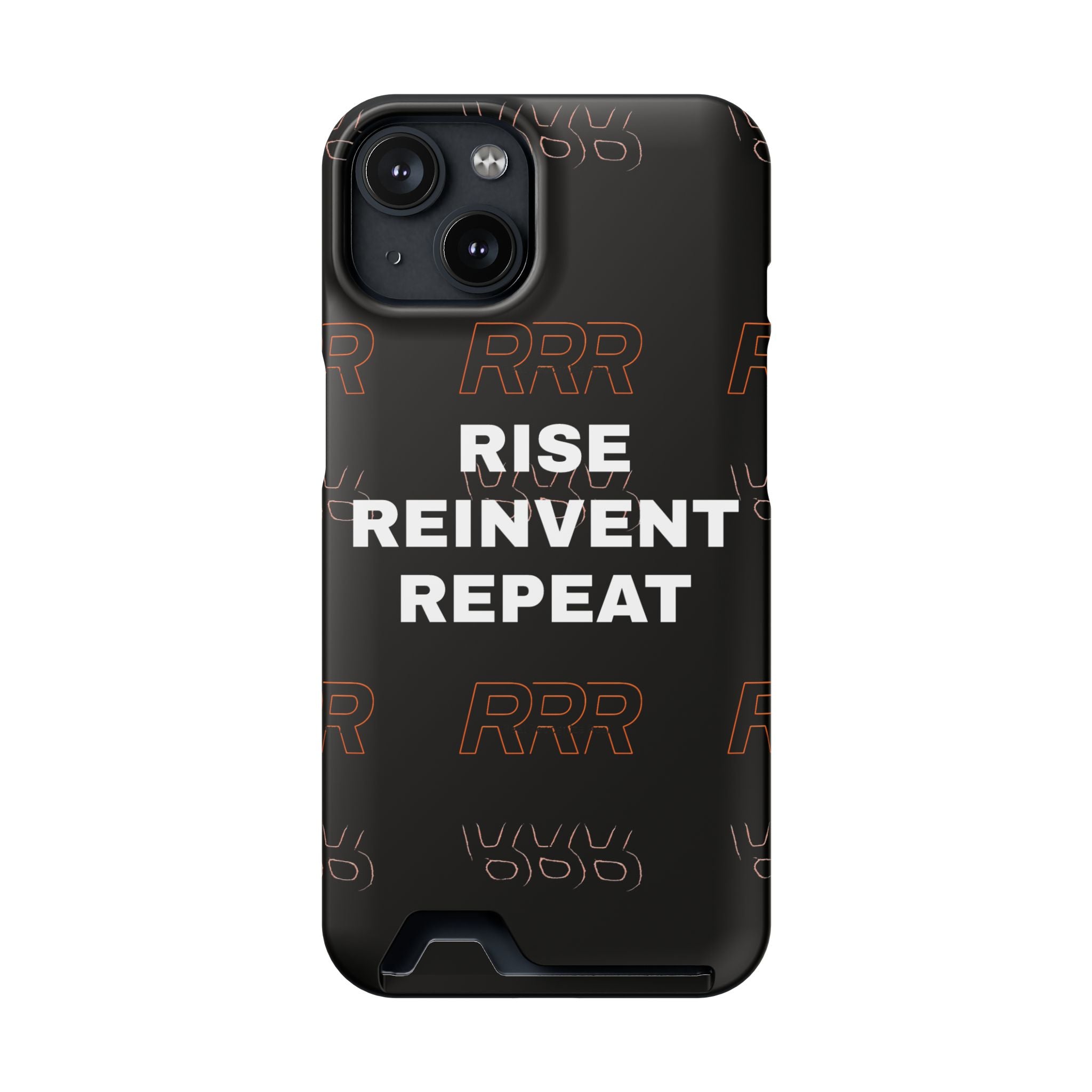 Rise Reinvent Repeat Phone Card Case — Slim Wallet Phone Case with Motivational Design