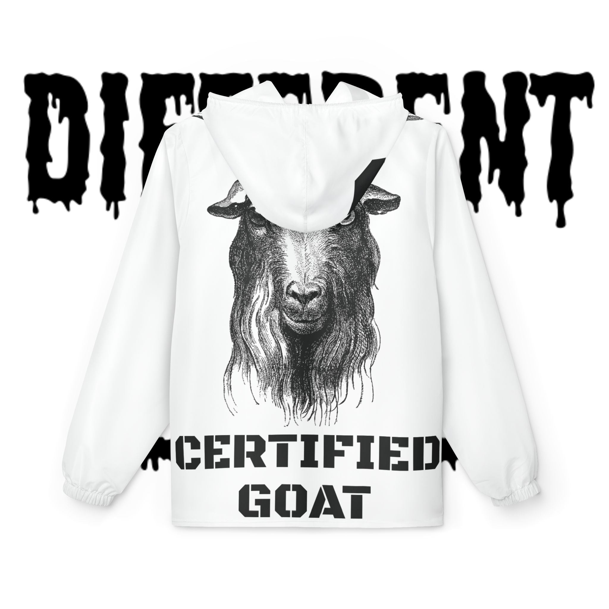 Certified Goat Windbreaker Jacket — "Different" Graphic Hooded Windbreaker