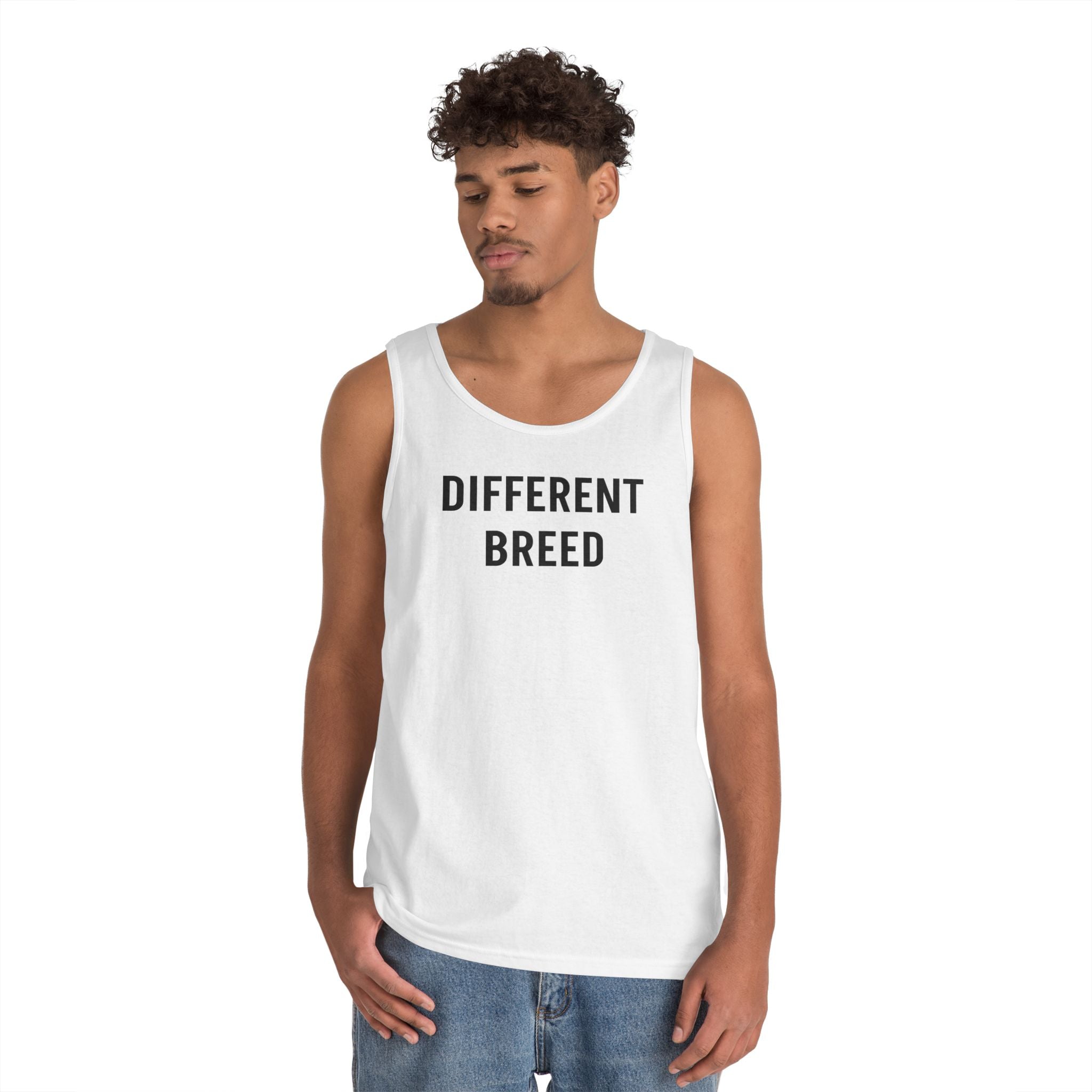 Motivational Text Tank Top — “Bred Different” / “Risk Repeat Gain” Casual Fitness Tee