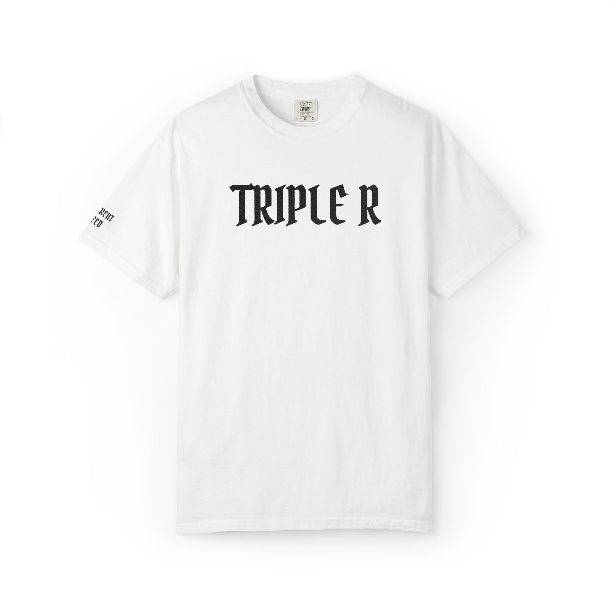 Triple R Gothic Tee — White Graphic T-Shirt