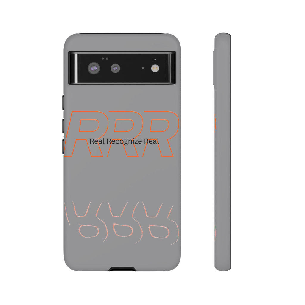 Tough Cases — 'Real Recognize Real' Protective Phone Case (Gray, Retro Outline Design)