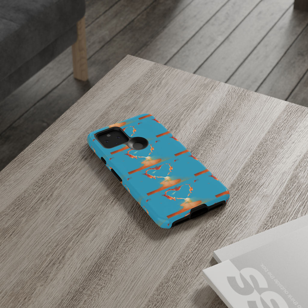 Heart Flame Tough Phone Case — Blue Sunset Protective Cover