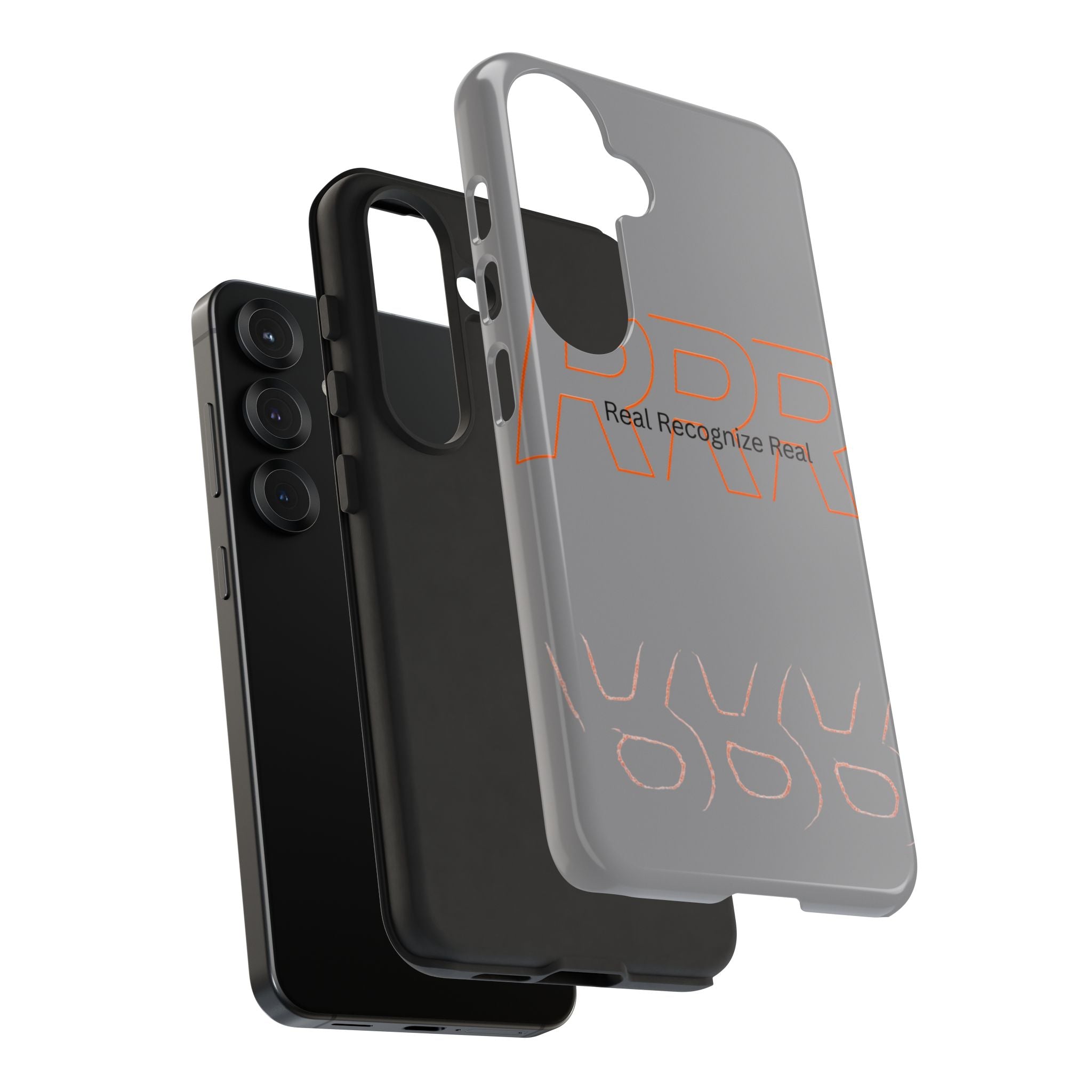 Tough Cases — 'Real Recognize Real' Protective Phone Case (Gray, Retro Outline Design)