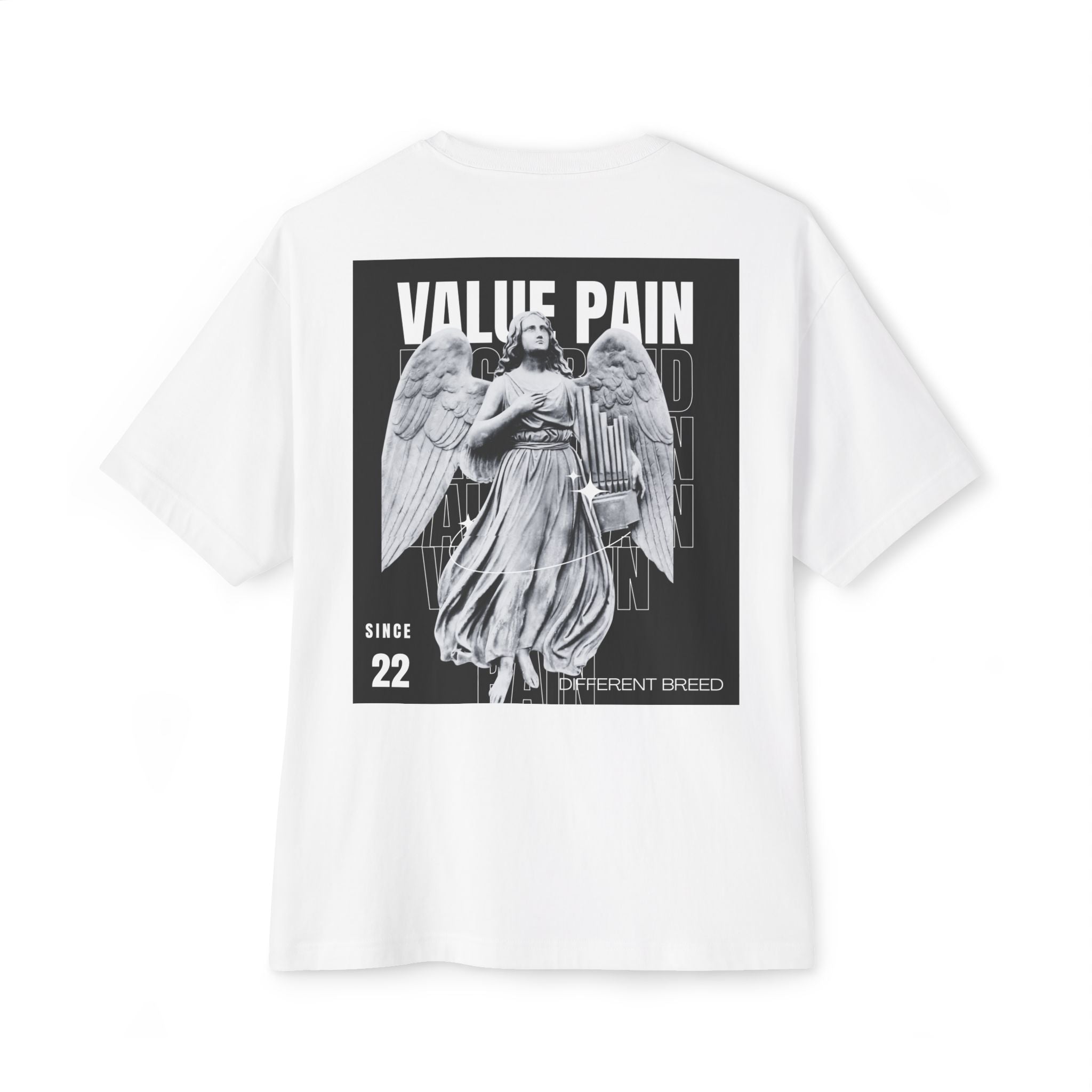 Value Pain Angel Graphic Tee — Oversized Boxy Vintage Gothic T-Shirt