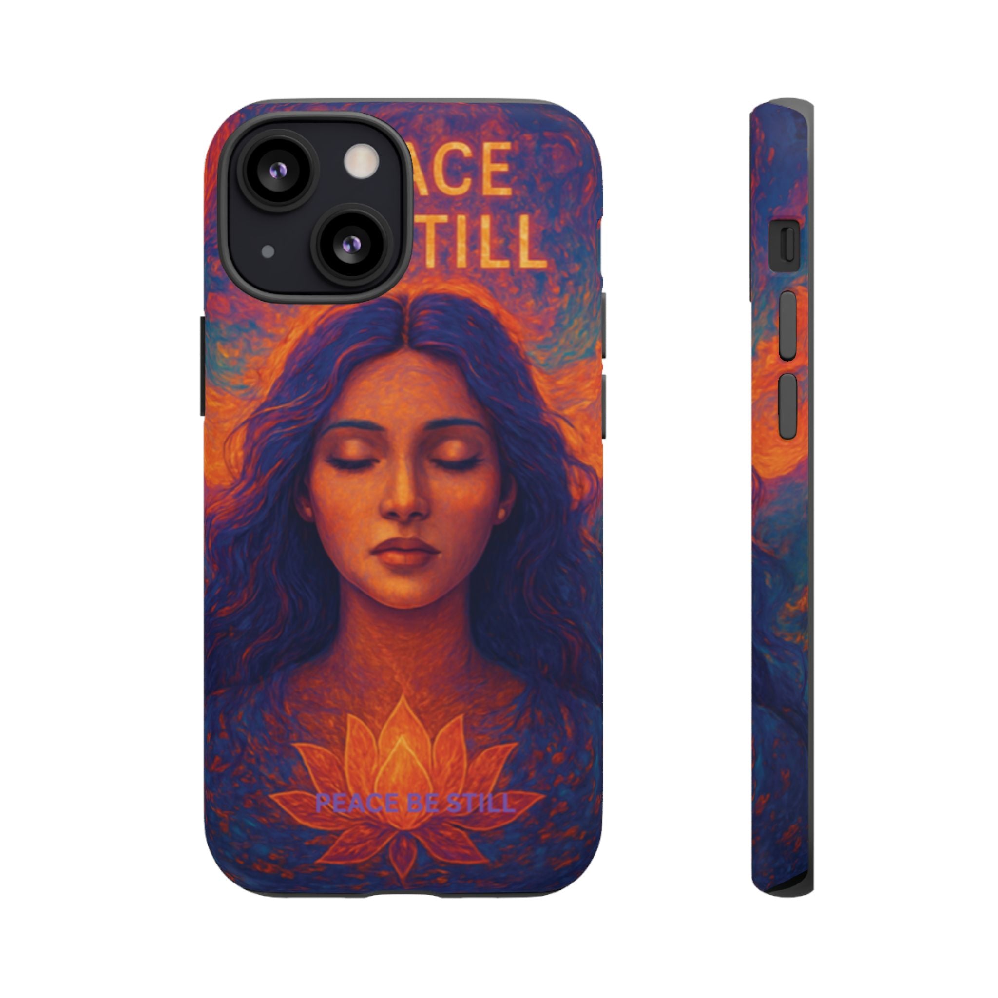 Peace Be Still Phone Case – Serene Goddess Meditation Design