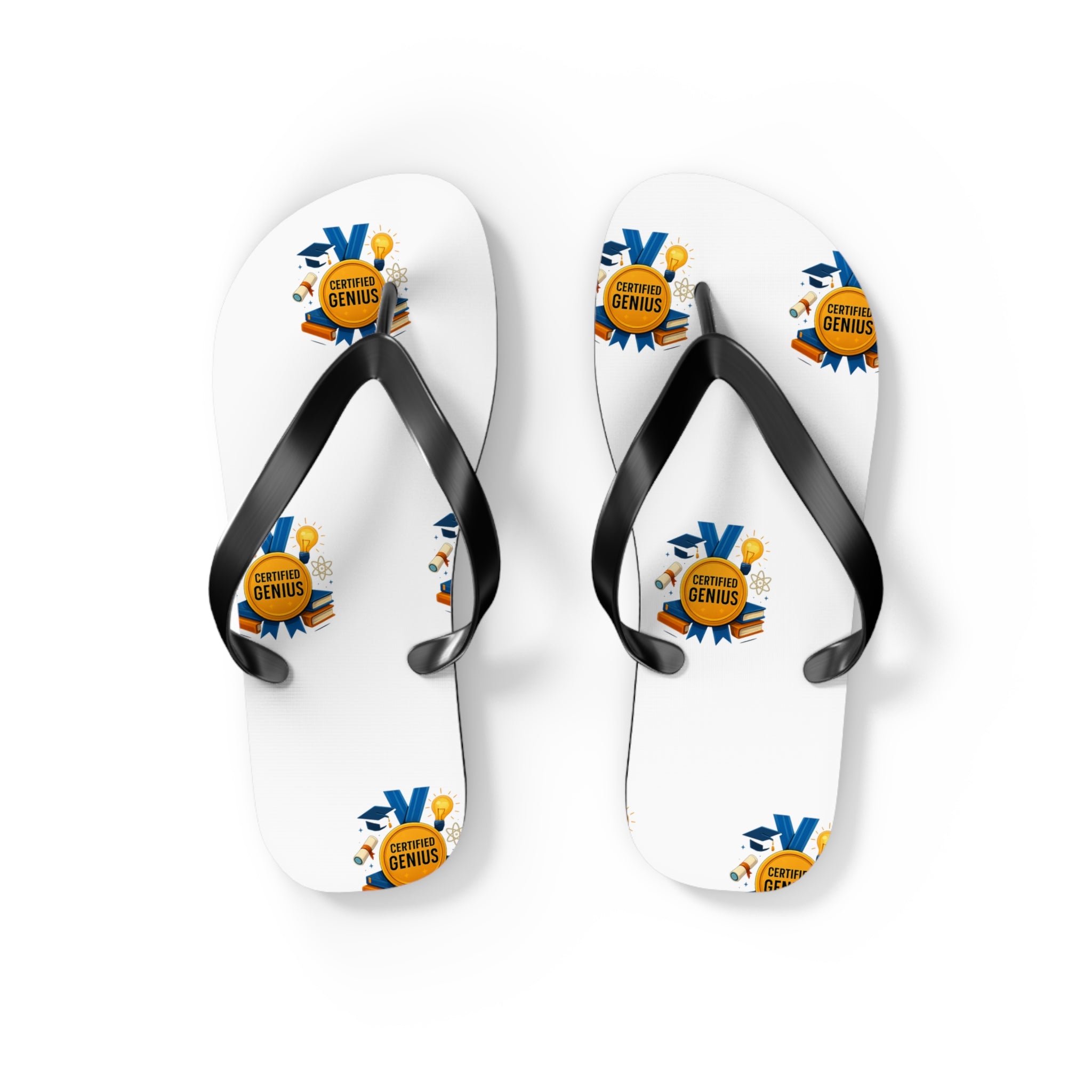 Flip Flops — Summer Genius Badge Pattern Beach Sandals