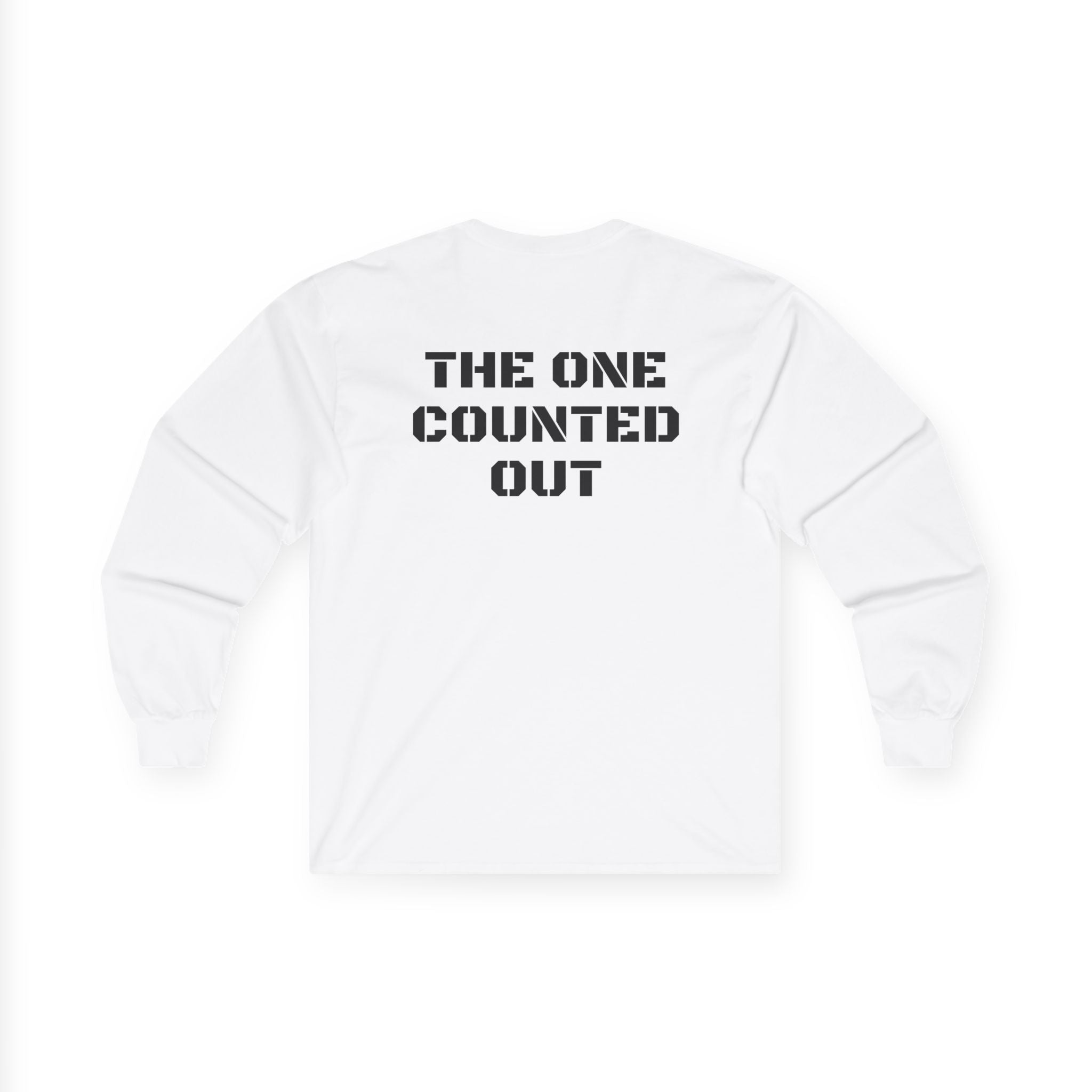 Long Sleeve Tee — 'Black Sheep' Graphic with 'The One Counted Out' Back Text