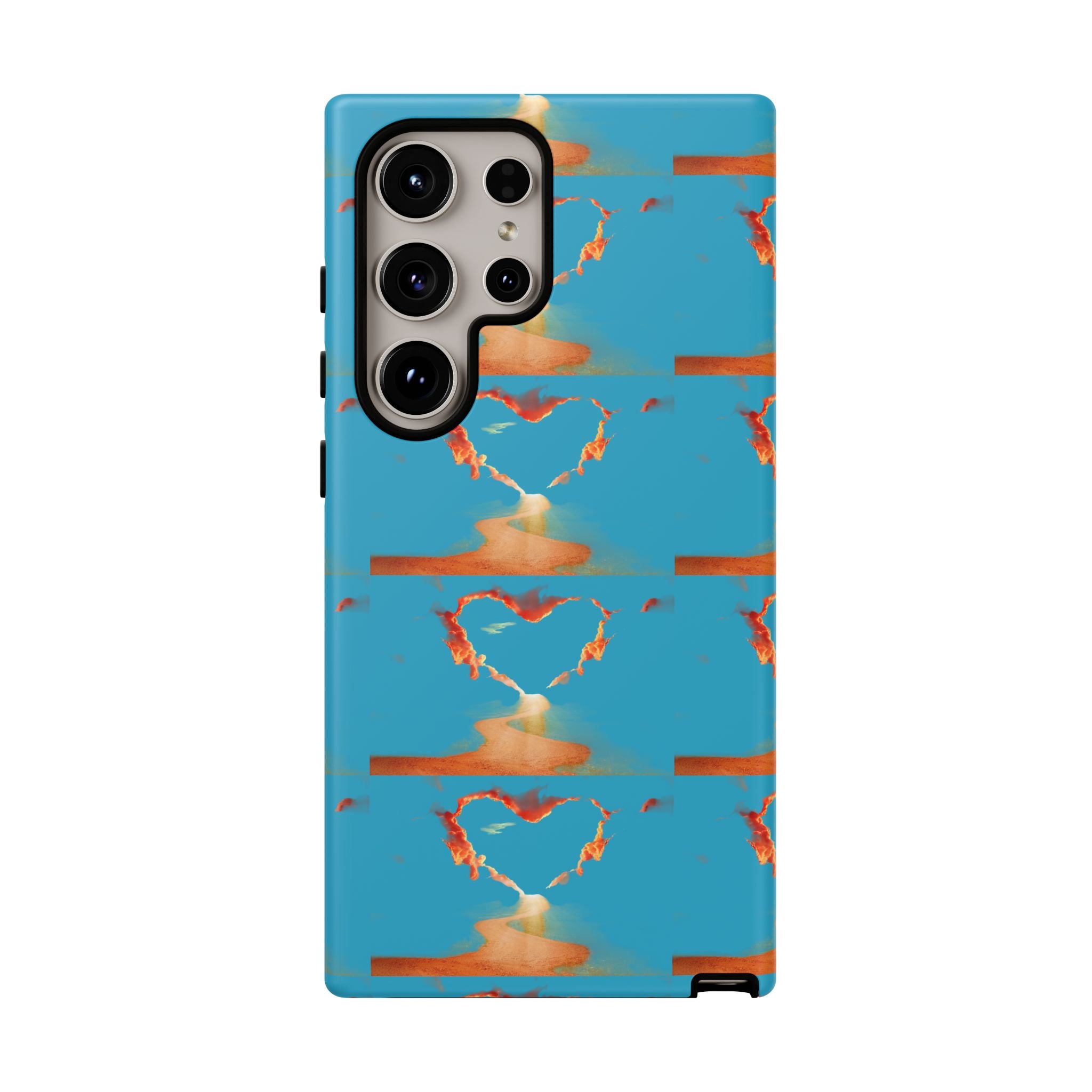 Heart Flame Tough Phone Case — Blue Sunset Protective Cover
