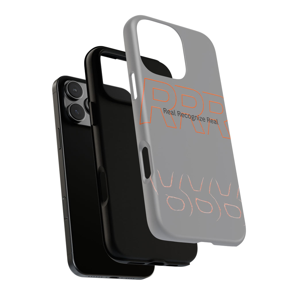 Tough Cases — 'Real Recognize Real' Protective Phone Case (Gray, Retro Outline Design)