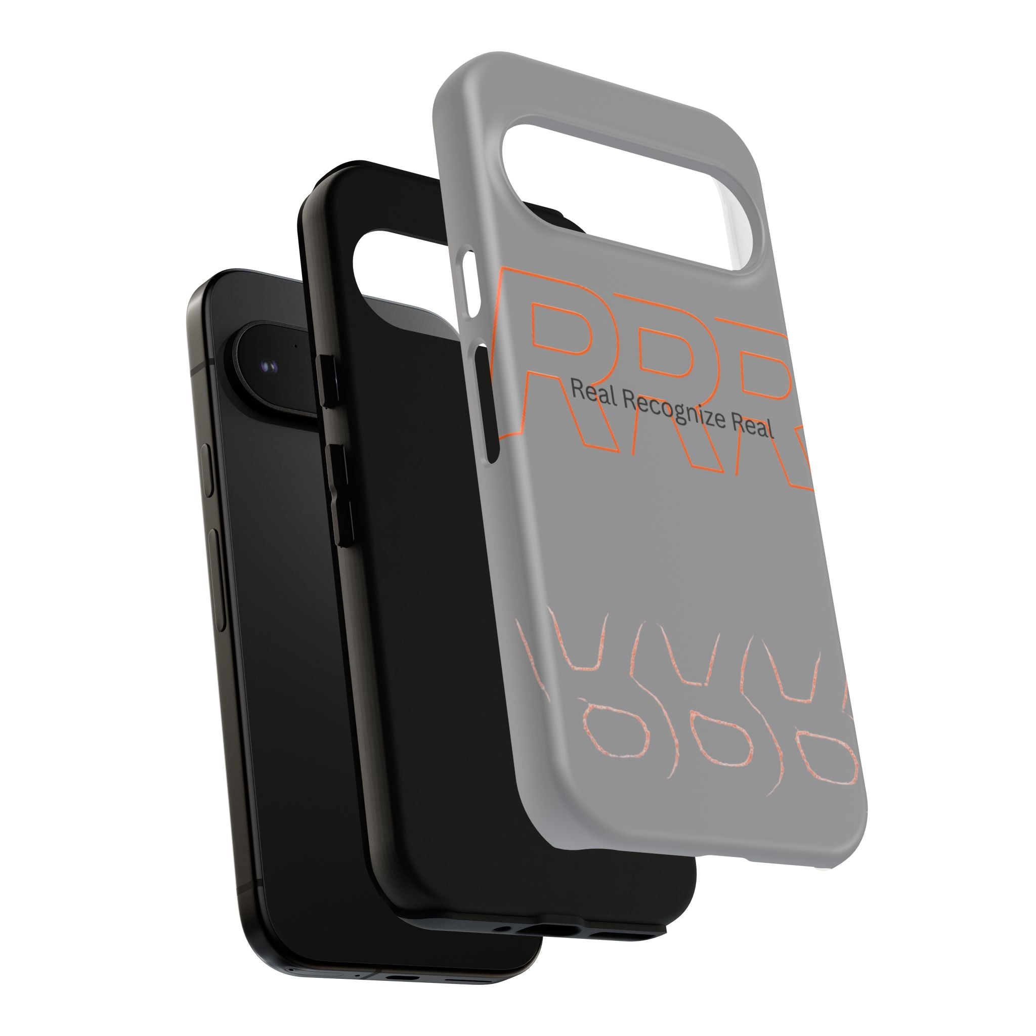 Tough Cases — 'Real Recognize Real' Protective Phone Case (Gray, Retro Outline Design)