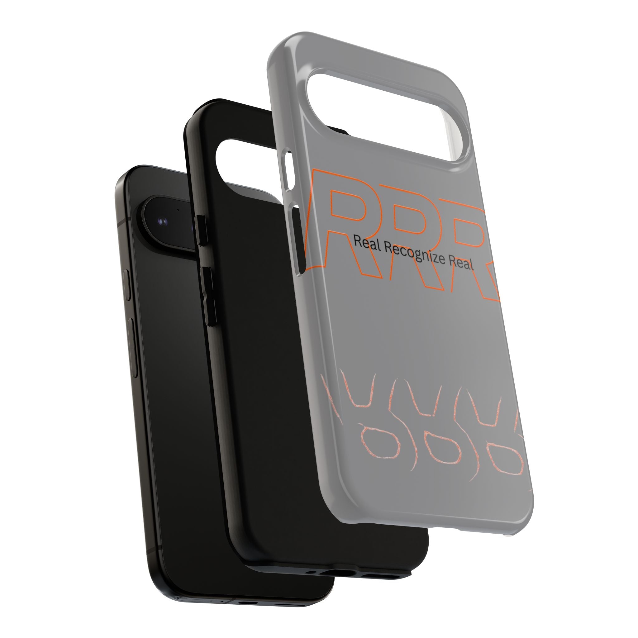 Tough Cases — 'Real Recognize Real' Protective Phone Case (Gray, Retro Outline Design)