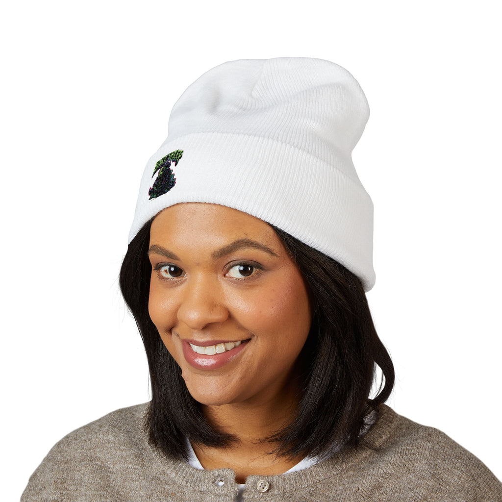 Embroidered Grape Cluster Cuffed Beanie