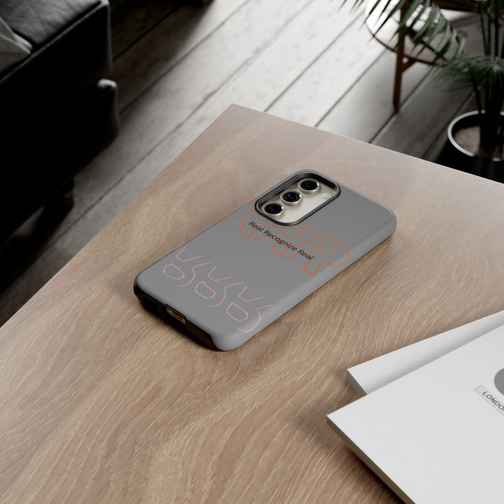 Tough Cases — 'Real Recognize Real' Protective Phone Case (Gray, Retro Outline Design)