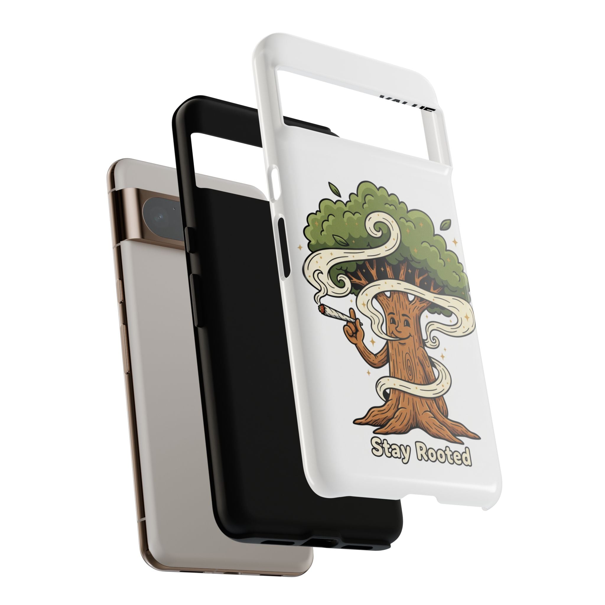 Phone Case — "Stay Rooted" Tree Design with "Value in Pain" Text