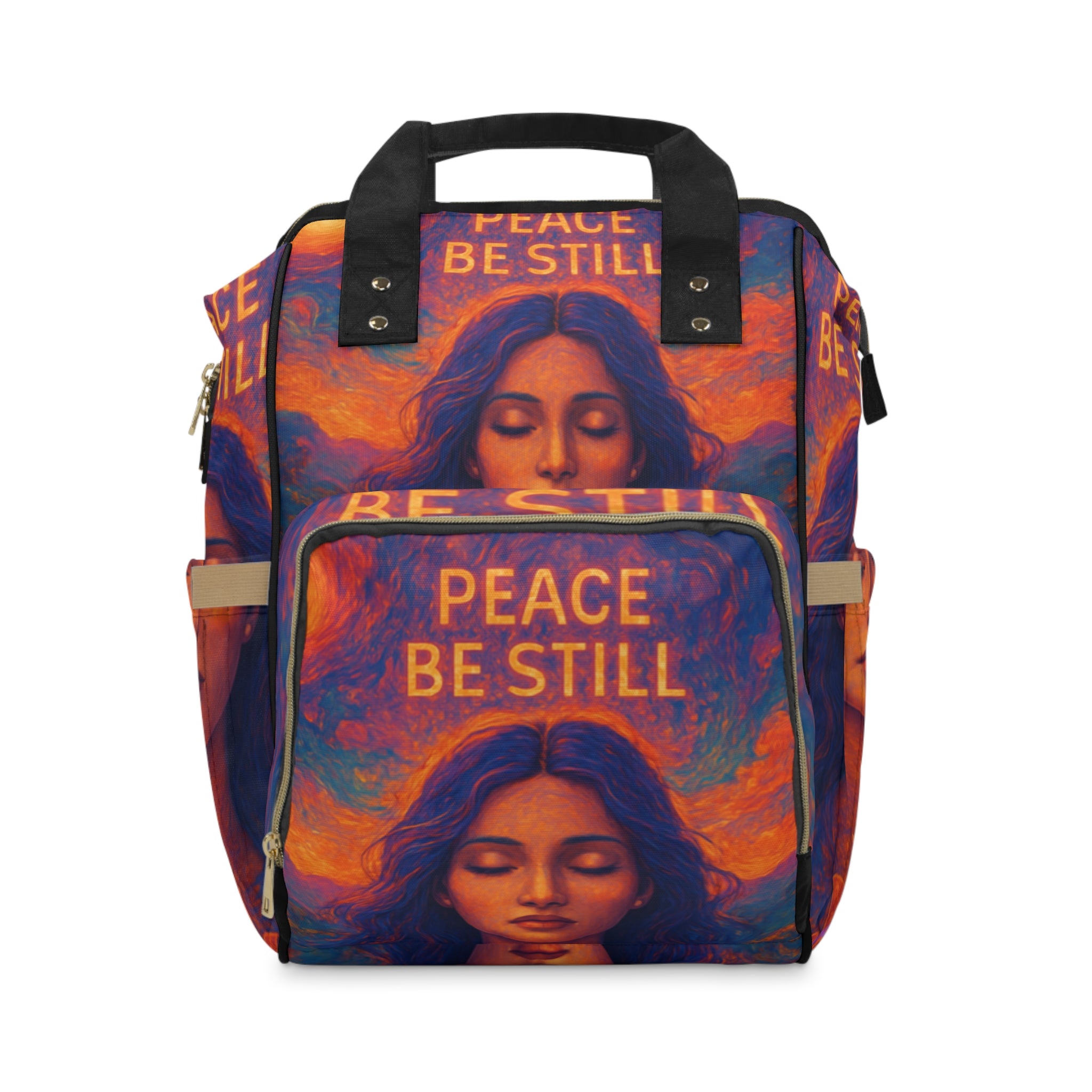 Diaper Backpack — "Peace Be Still" Calming Art Baby Bag