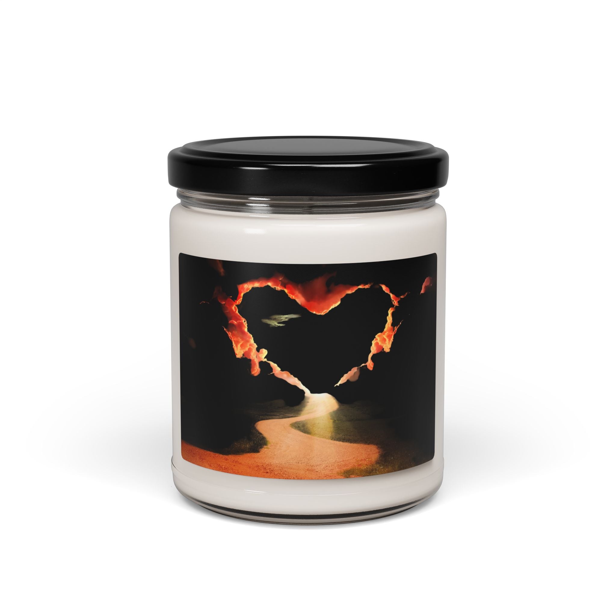 Love Flame Soy Candle — 9oz Scented Jar with Heart Fire Design