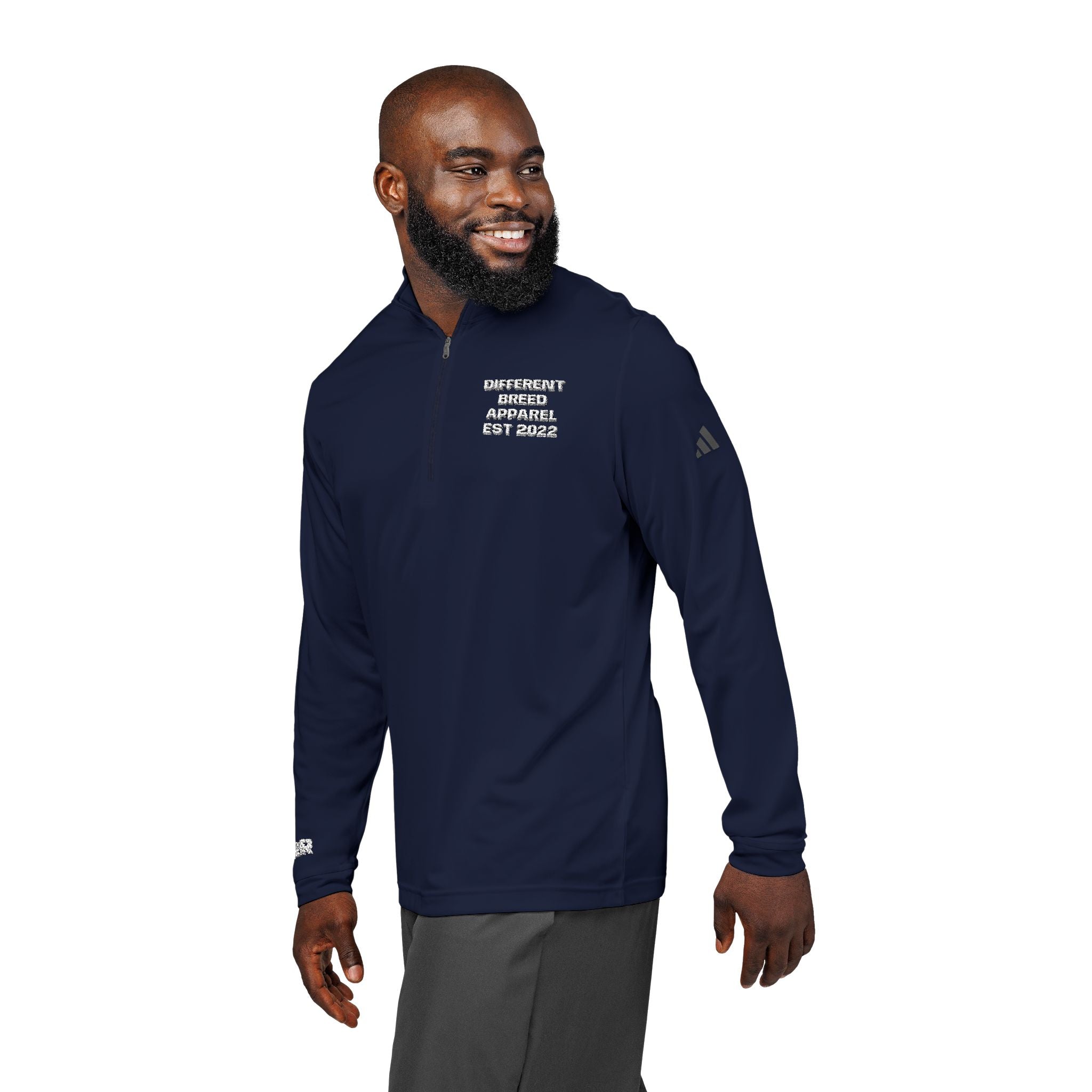 Embroidered Quarter-Zip Pullover — Heather Grey Athletic Pullover