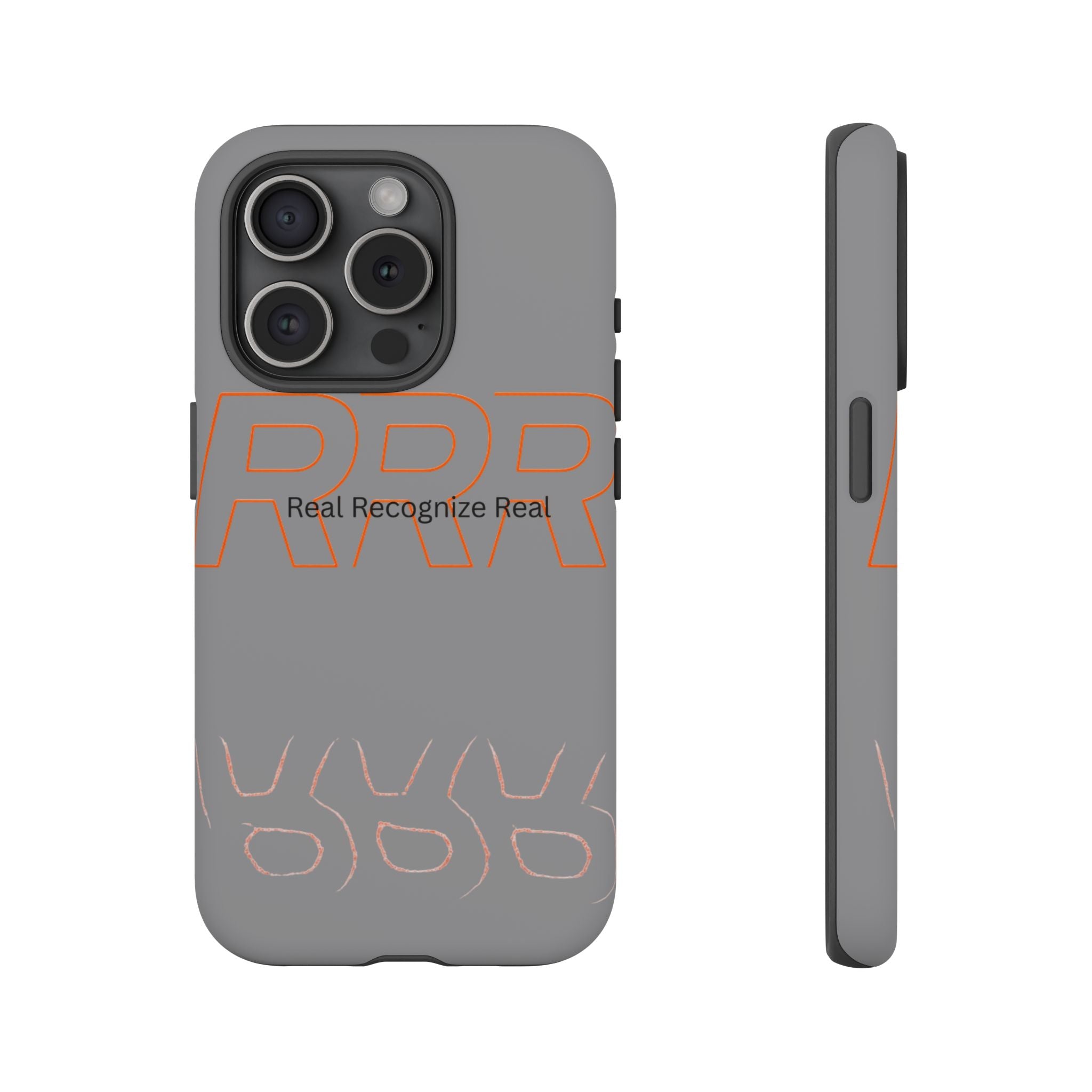 Tough Cases — 'Real Recognize Real' Protective Phone Case (Gray, Retro Outline Design)