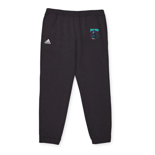 Adidas Fleece Joggers — Grey Athletic Sweatpants with Small Chest Patch Graphic