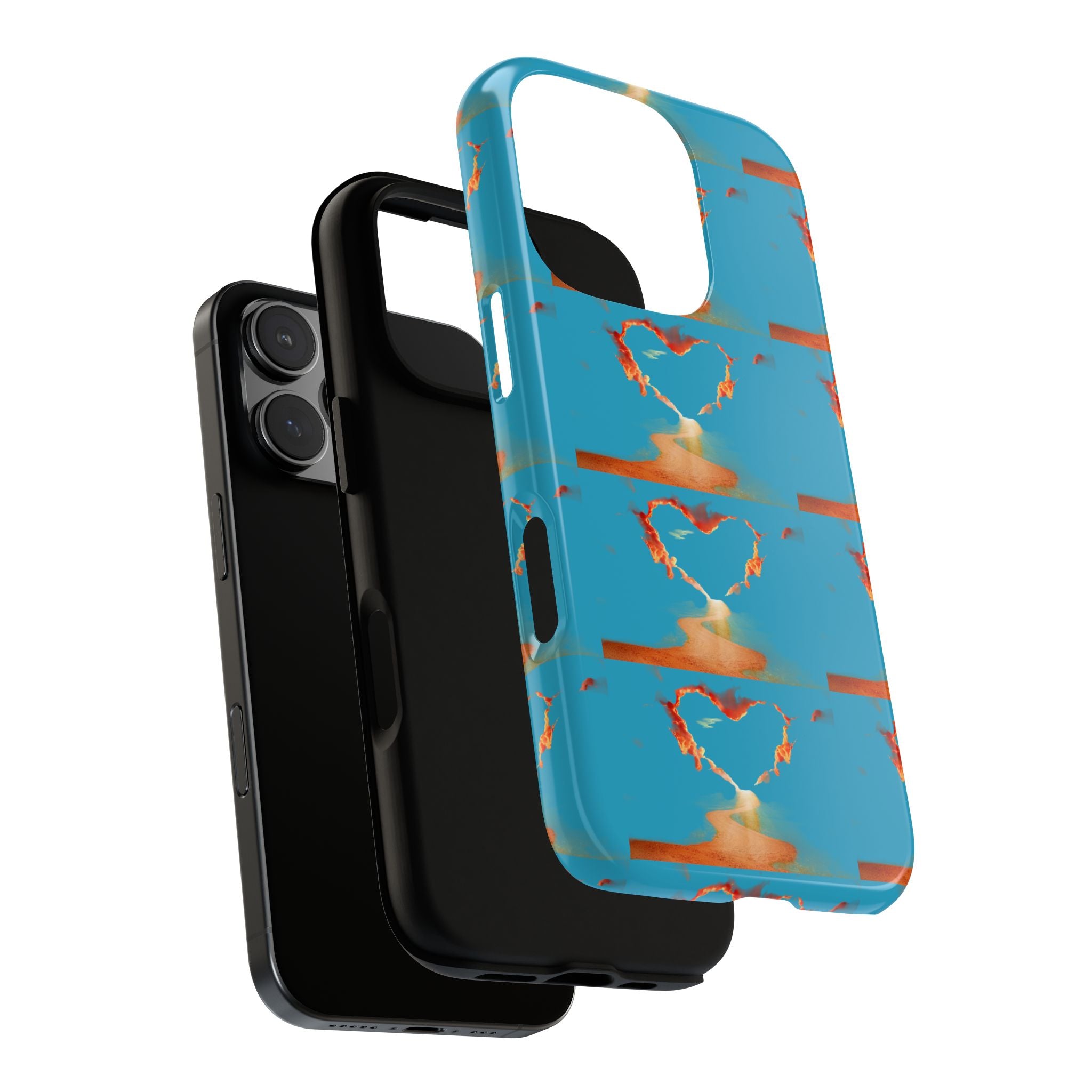 Heart Flame Tough Phone Case — Blue Sunset Protective Cover