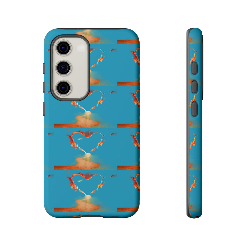 Heart Flame Tough Phone Case — Blue Sunset Protective Cover