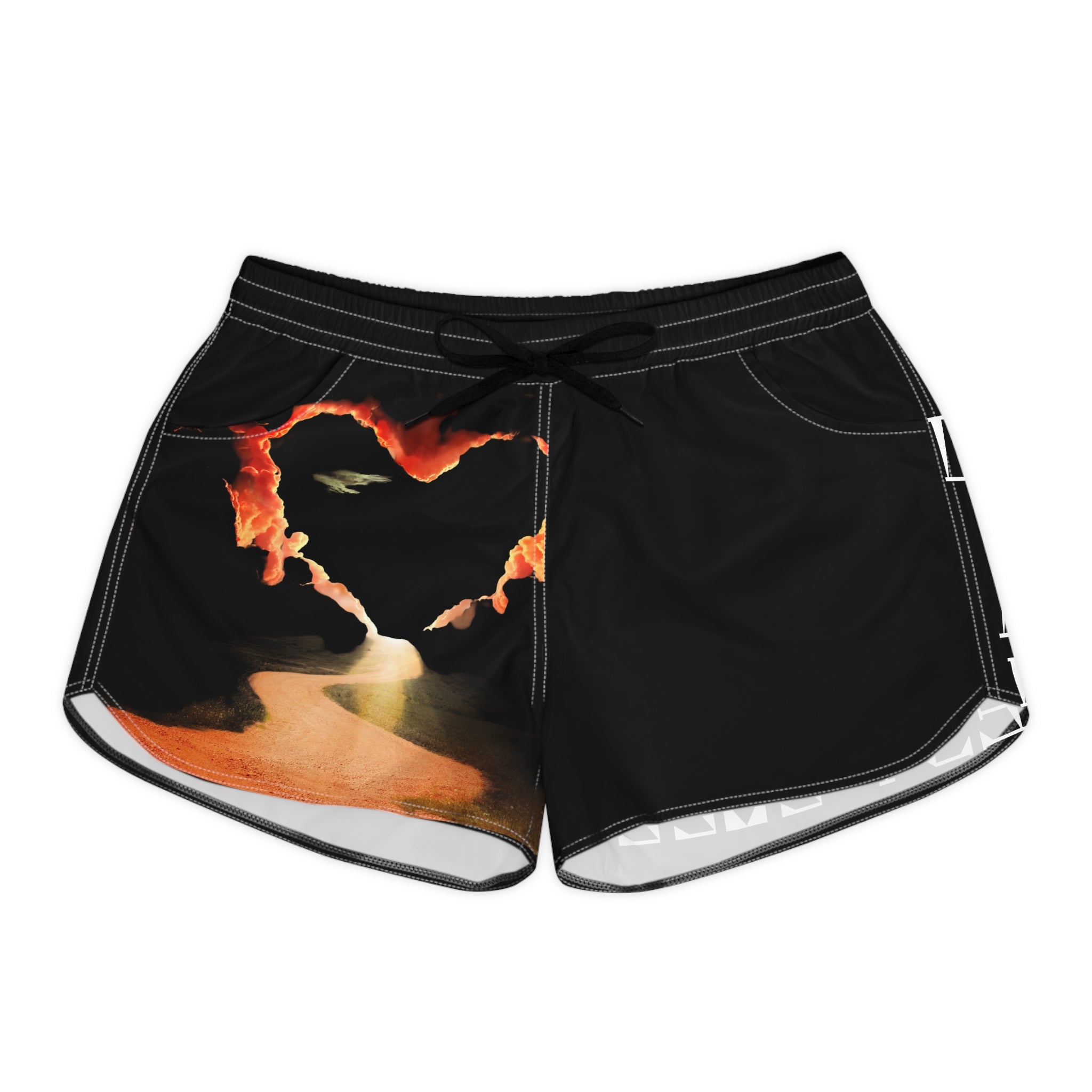 Heart Canyon Sunset Women's Shorts — Scenic AOP Beach Lounge Shorts