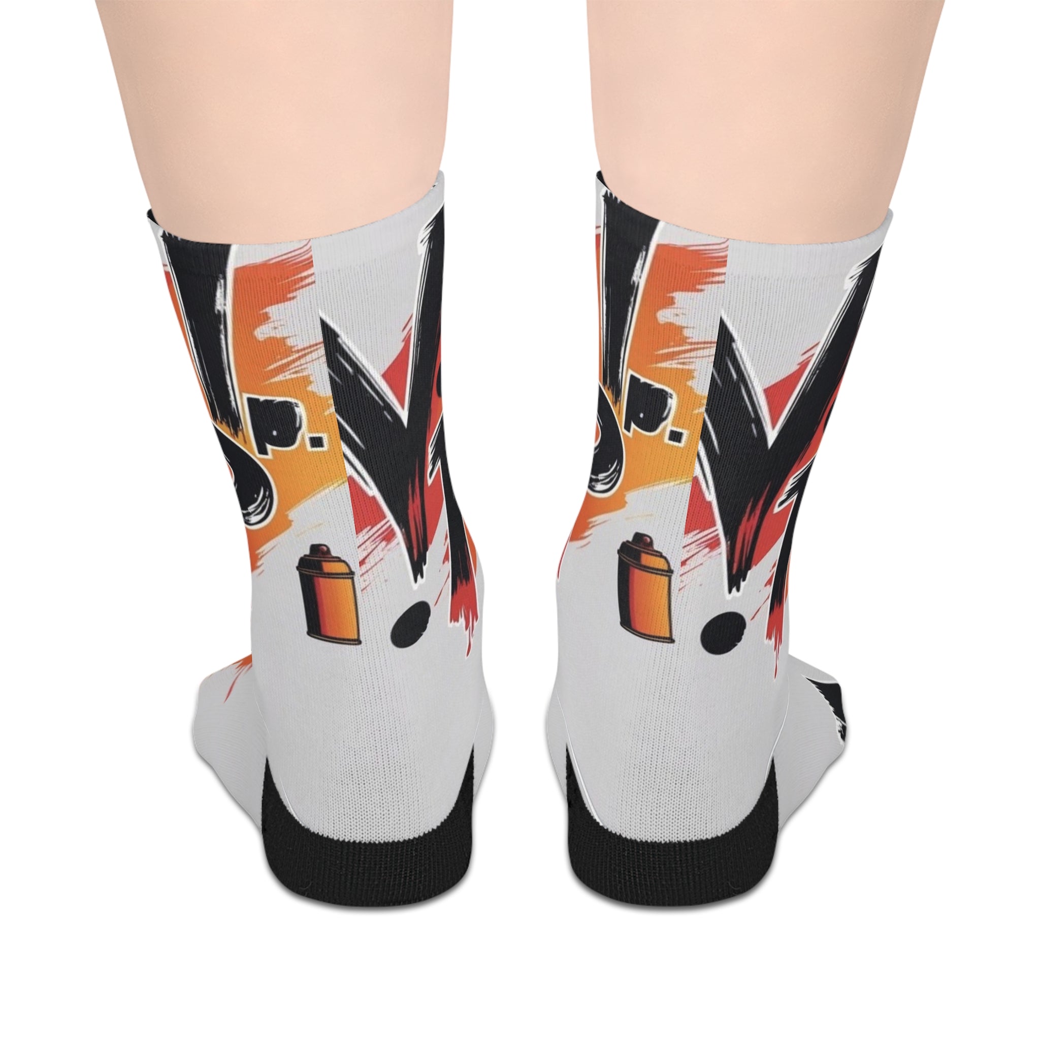 Graffiti Spray Paint Mid-Length Socks — Urban Street Art Crew Socks