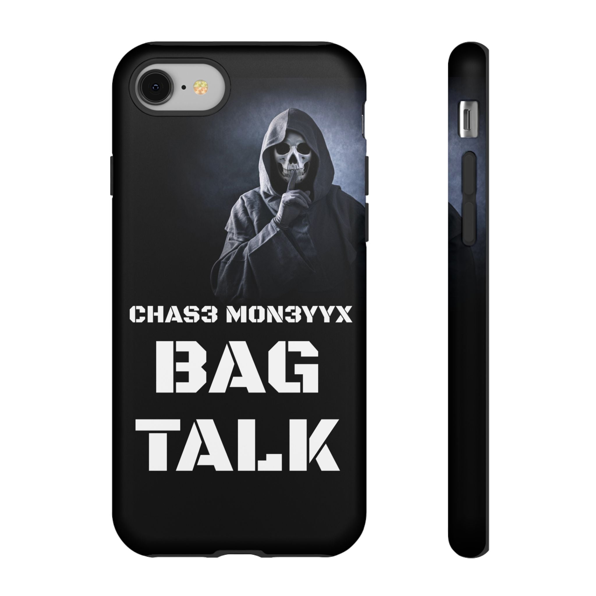 Phone Case — 'Bag Talk' Grim Reaper Graphic, Dark Gothic Protective Cover