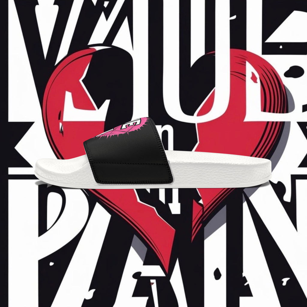 Slide Sandals — “Value in Pain” Graphic Pool Slides