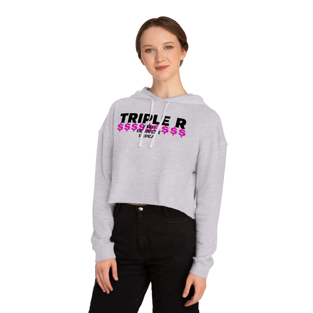 Cropped Hoodie — TRIPLE R "Repeat" Money Graphic Women's Sweatshirt
